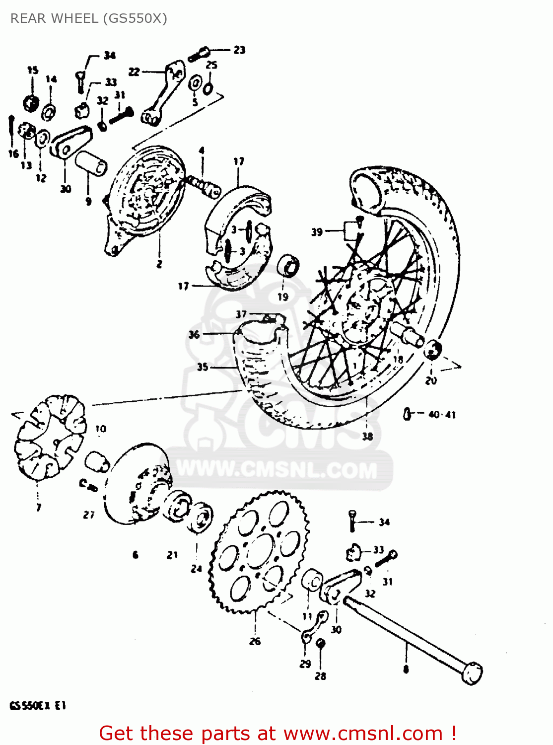 REAR WHEEL (GS550X) GS550E 1981 (X) (E01 E02 E04 E18 E21 E22 E24 E25 E26 E30 E34)