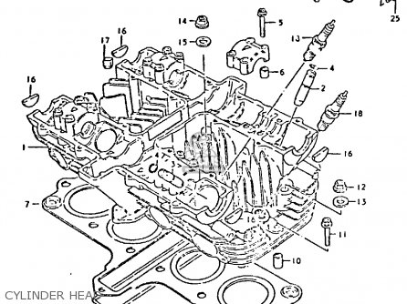 CYLINDER HEAD - GS550E 1981 (X) (E01 E02 E04 E18 E21 E22 E24 E25 E26 E30 E34)