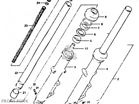 FRONT FORK - GS550E 1981 (X) (E01 E02 E04 E18 E21 E22 E24 E25 E26 E30 E34)