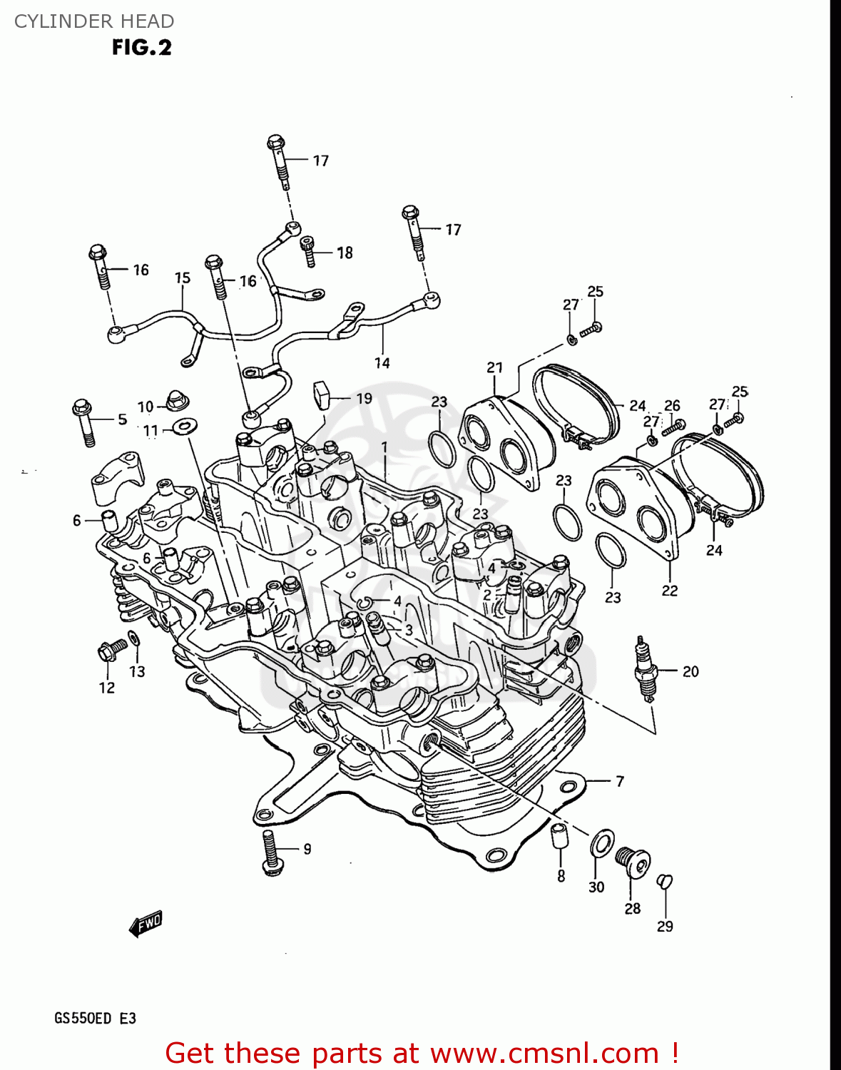 CYLINDER HEAD GS550E 1983 (D) USA (E03)