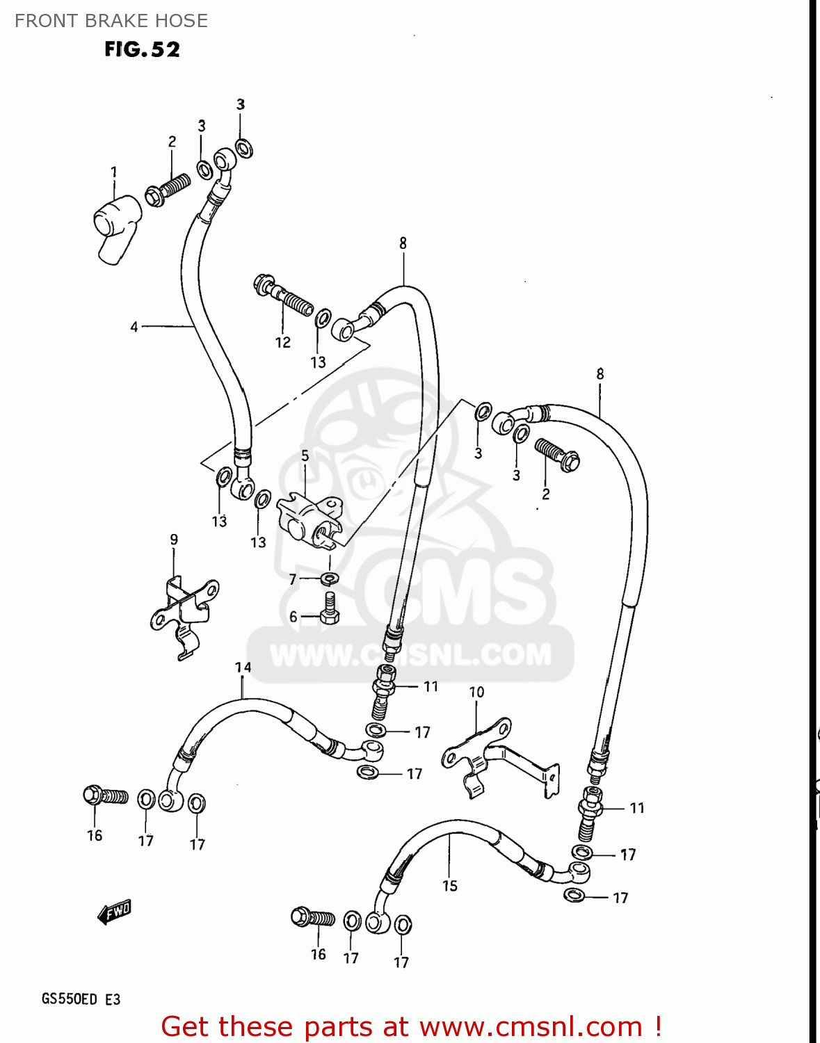 FRONT BRAKE HOSE GS550E 1983 (D) USA (E03)