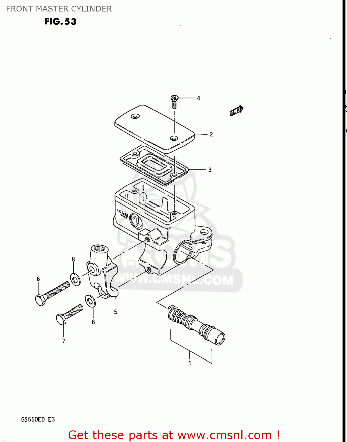 FRONT MASTER CYLINDER GS550E 1983 (D) USA (E03)