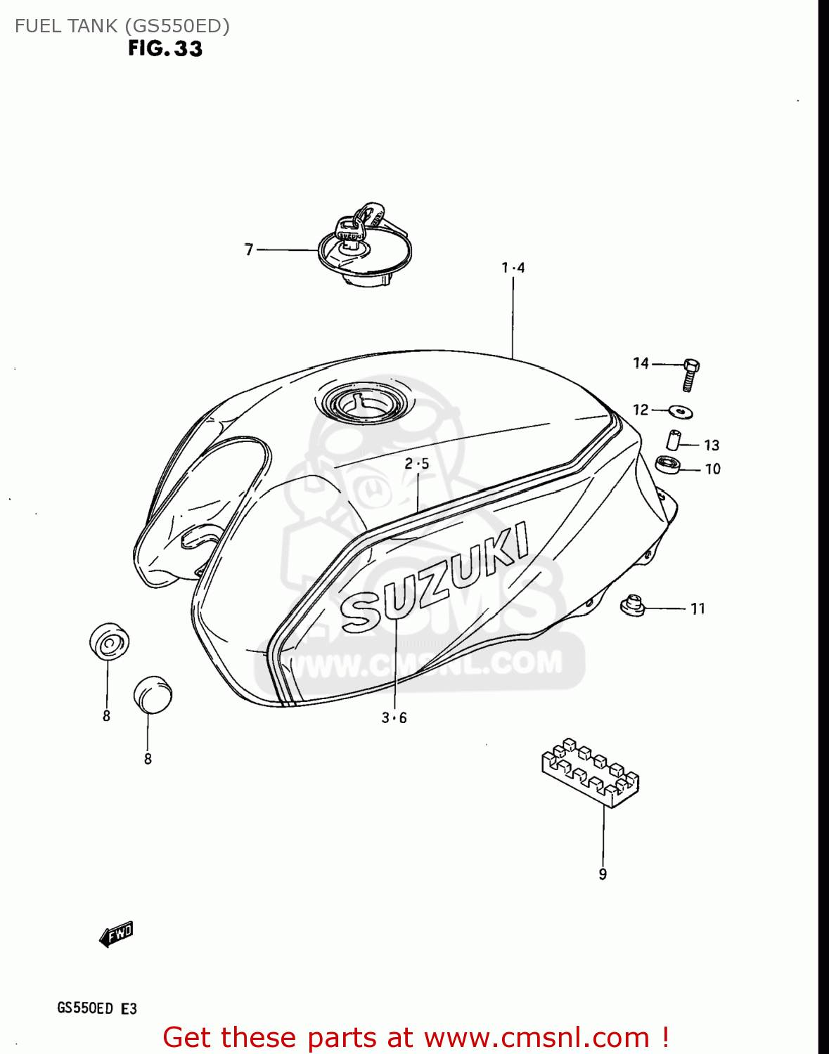 FUEL TANK (GS550ED) GS550E 1983 (D) USA (E03)