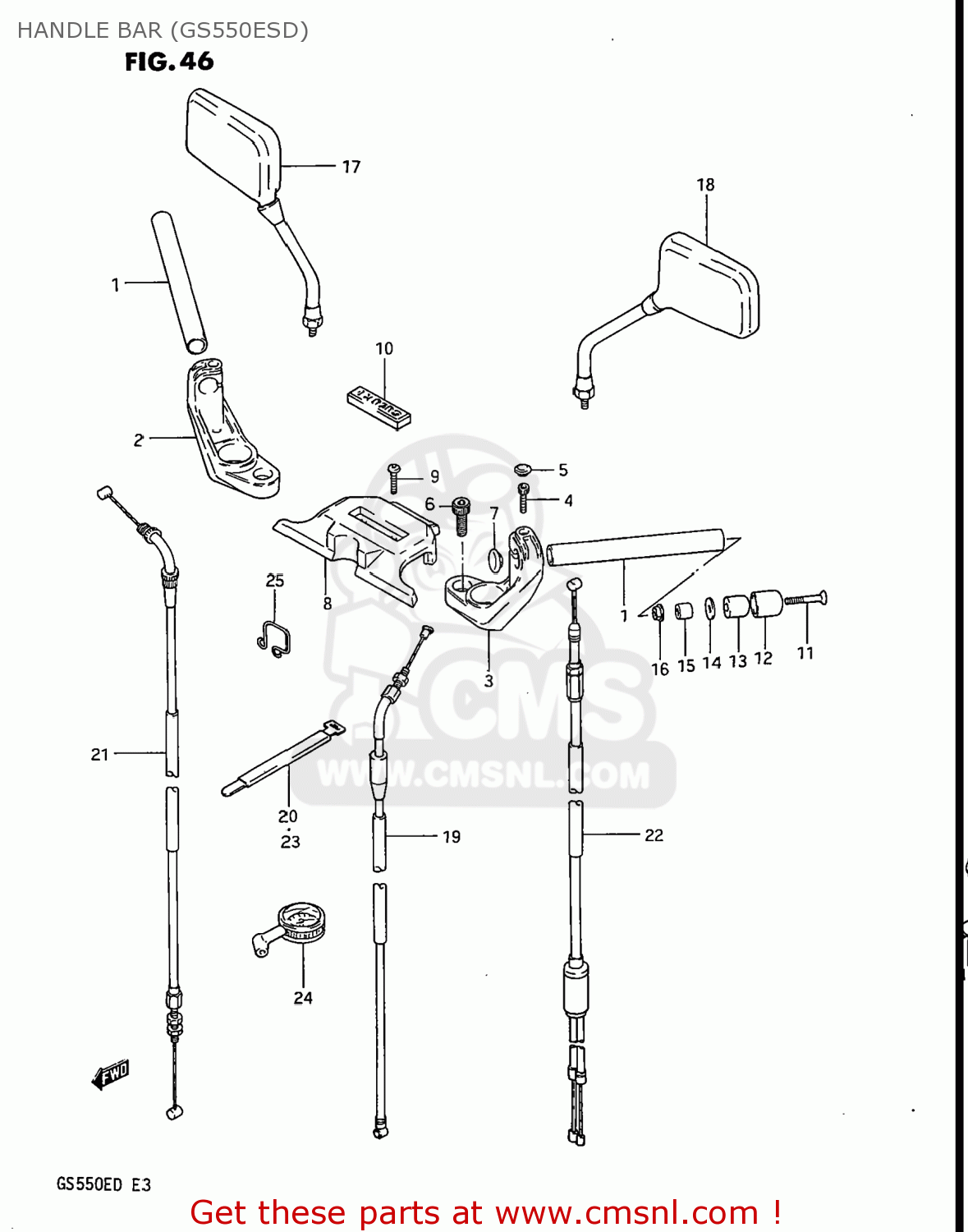 HANDLE BAR (GS550ESD) GS550E 1983 (D) USA (E03)