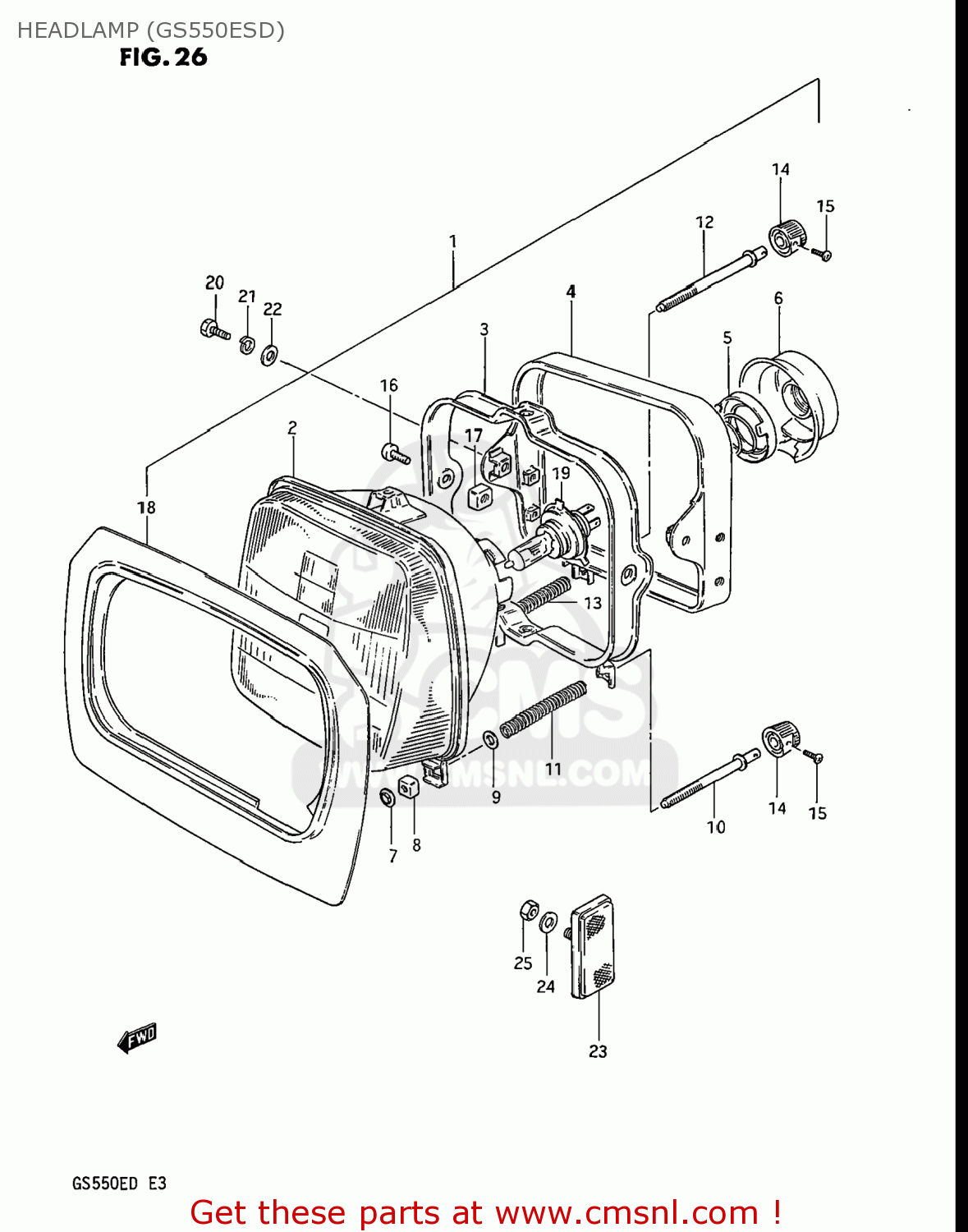 HEADLAMP (GS550ESD) GS550E 1983 (D) USA (E03)