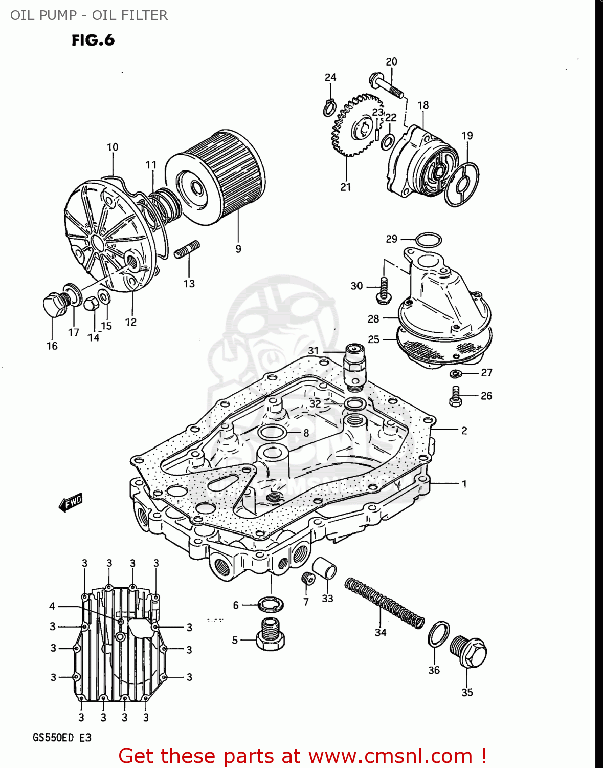 OIL PUMP - OIL FILTER GS550E 1983 (D) USA (E03)