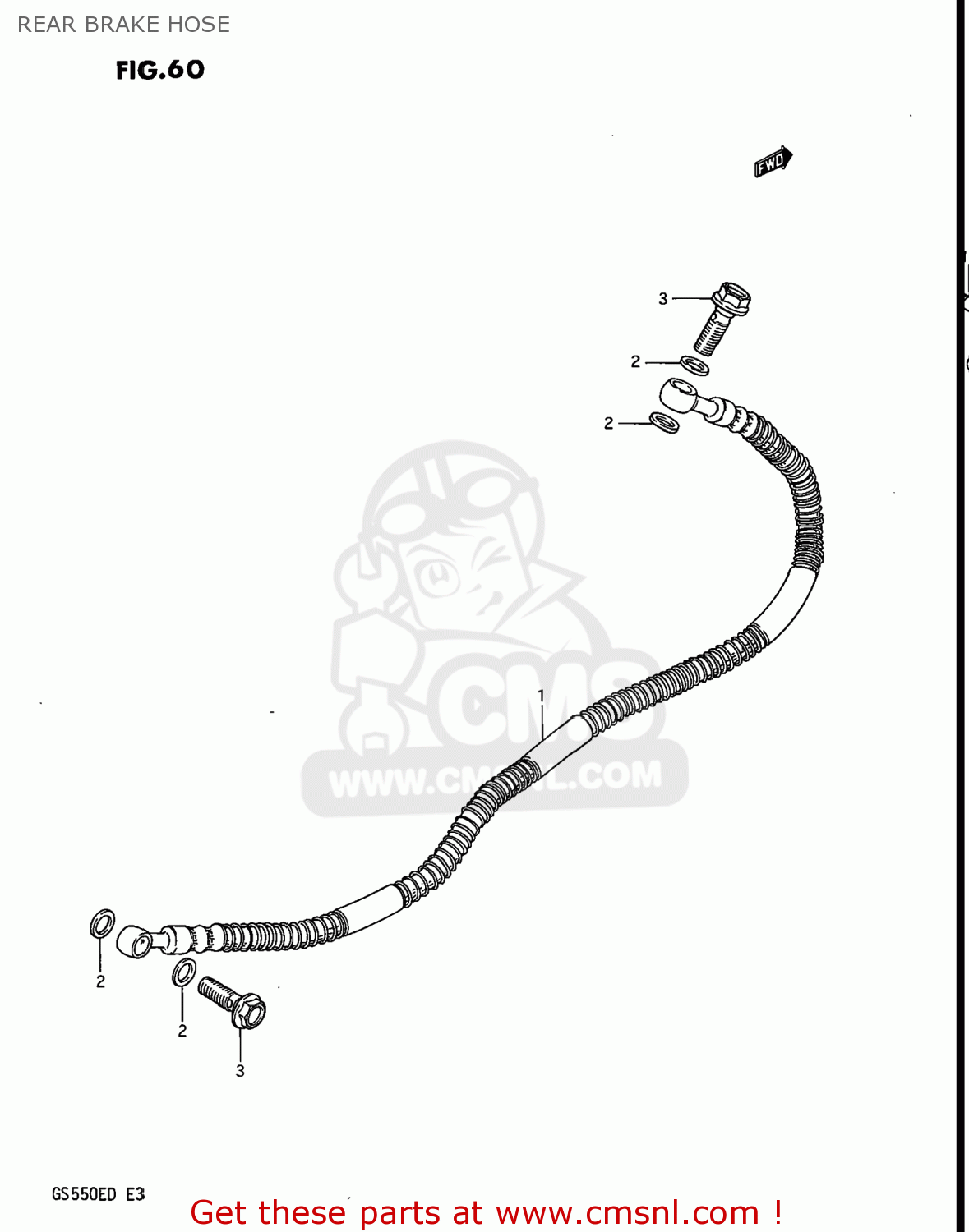 REAR BRAKE HOSE GS550E 1983 (D) USA (E03)