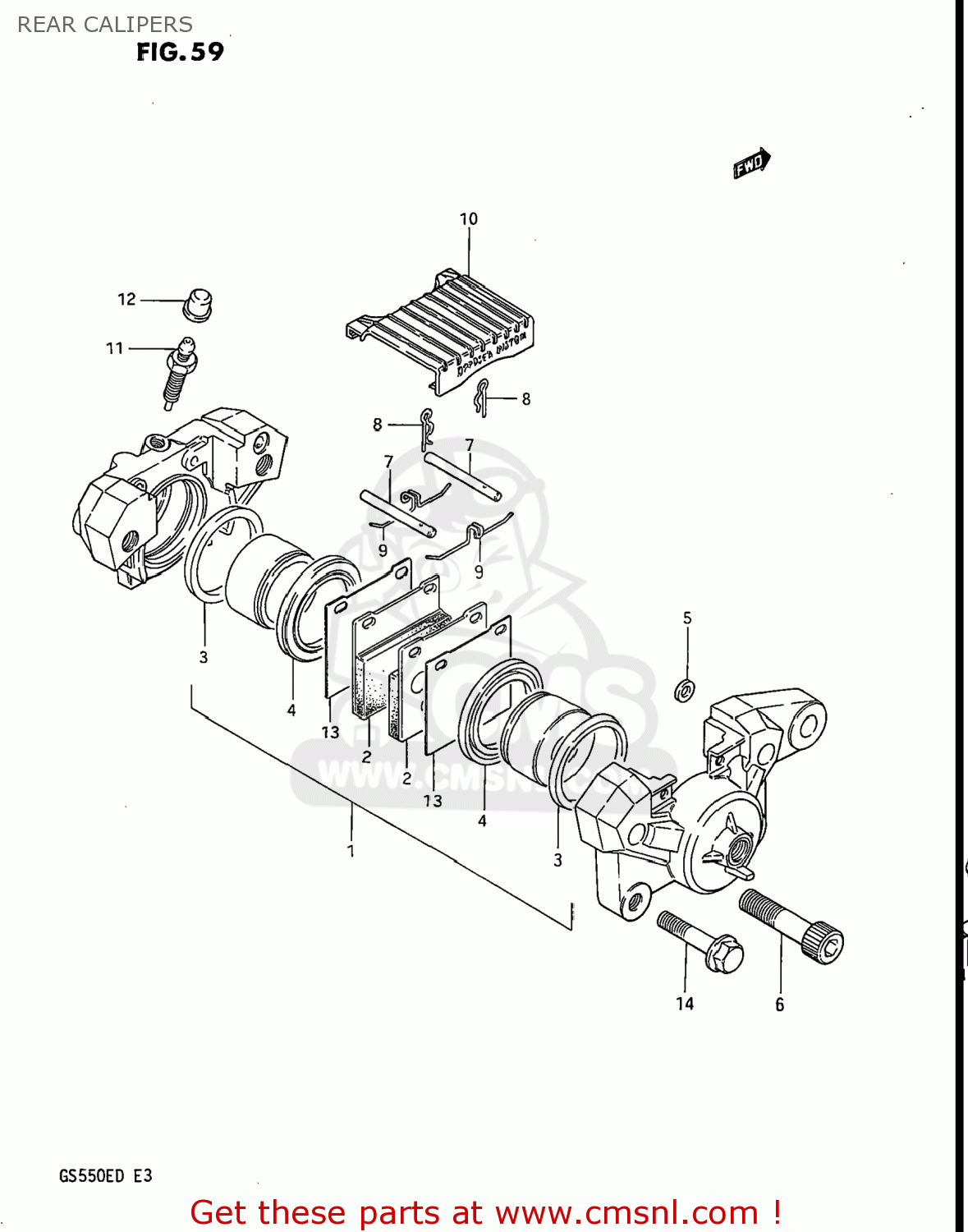 REAR CALIPERS GS550E 1983 (D) USA (E03)