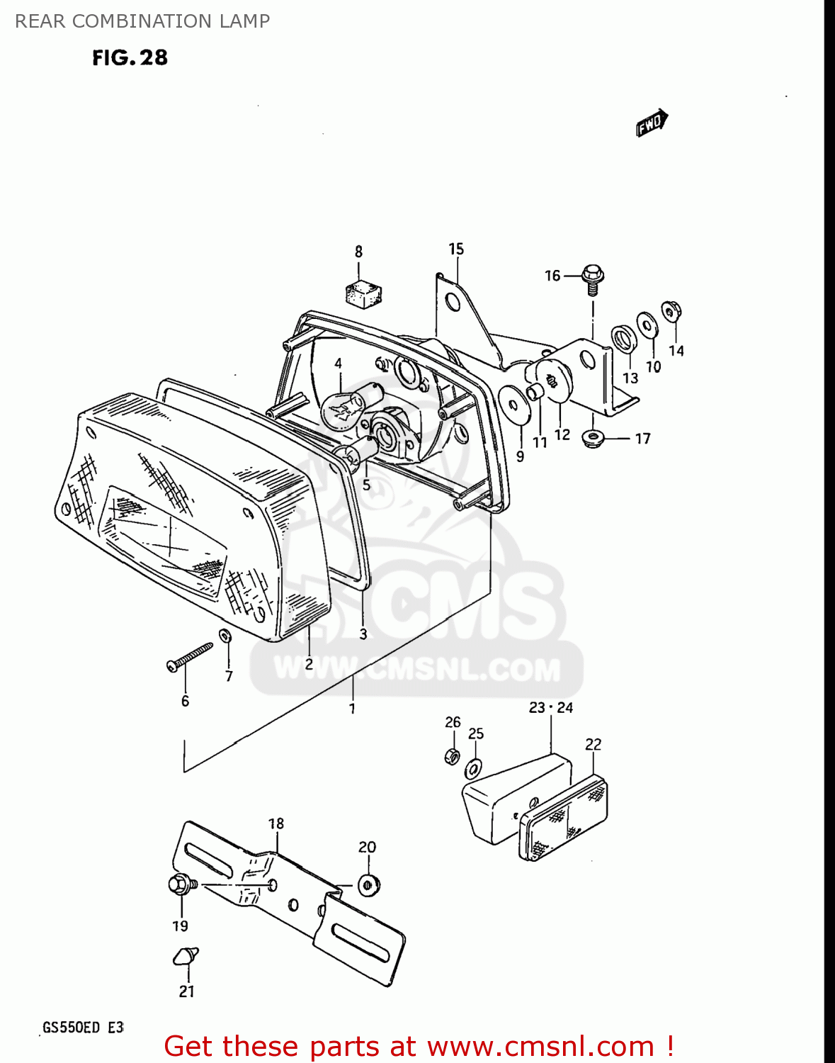 REAR COMBINATION LAMP GS550E 1983 (D) USA (E03)