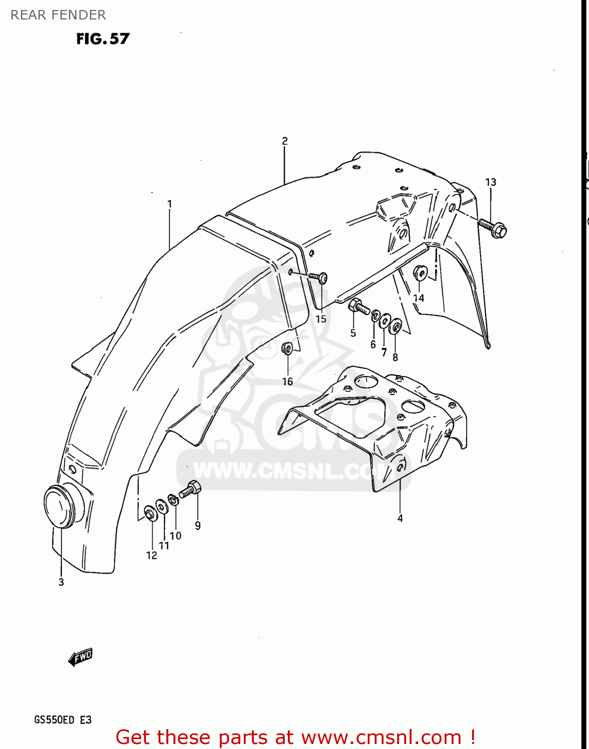 REAR FENDER GS550E 1983 (D) USA (E03)