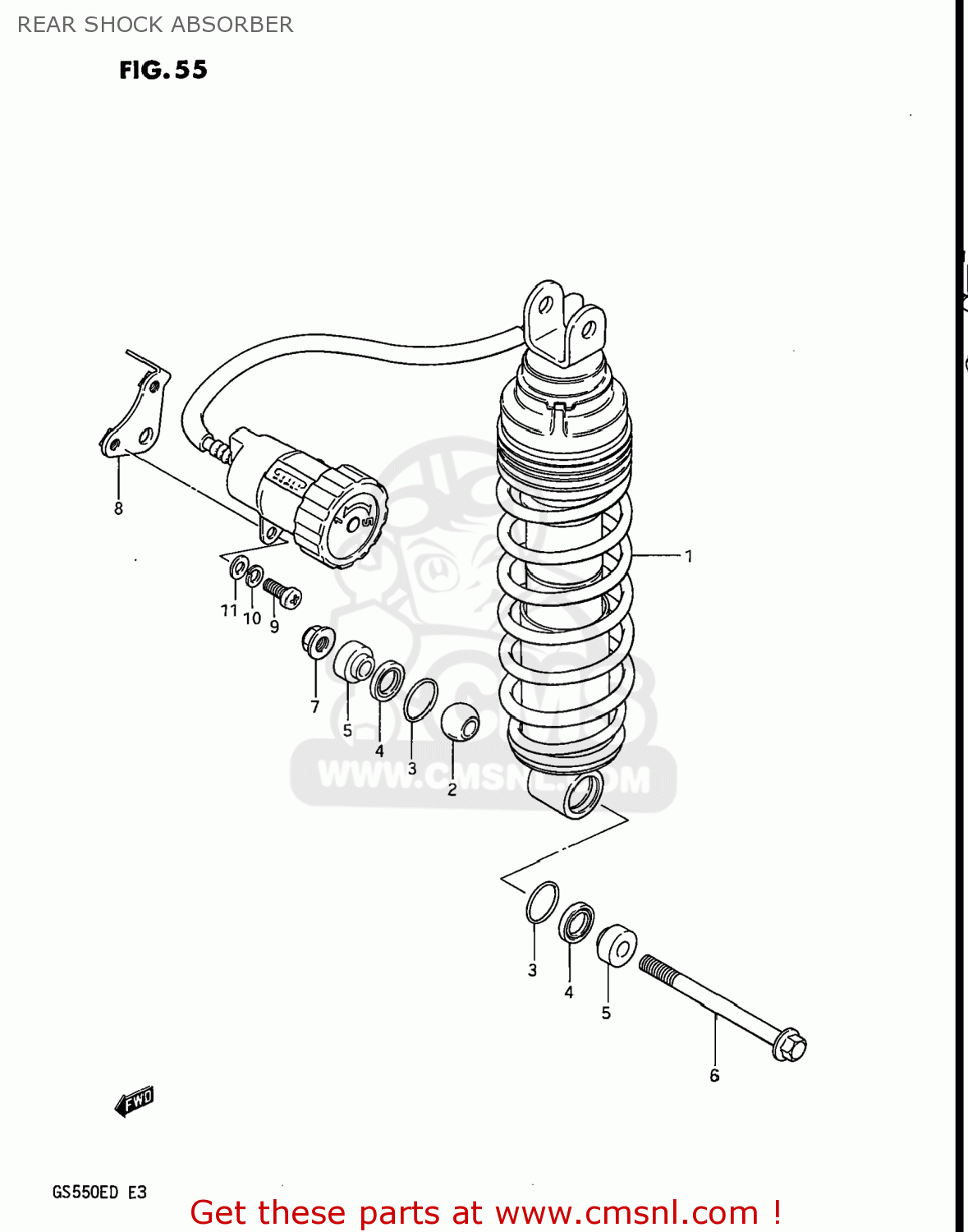 REAR SHOCK ABSORBER GS550E 1983 (D) USA (E03)