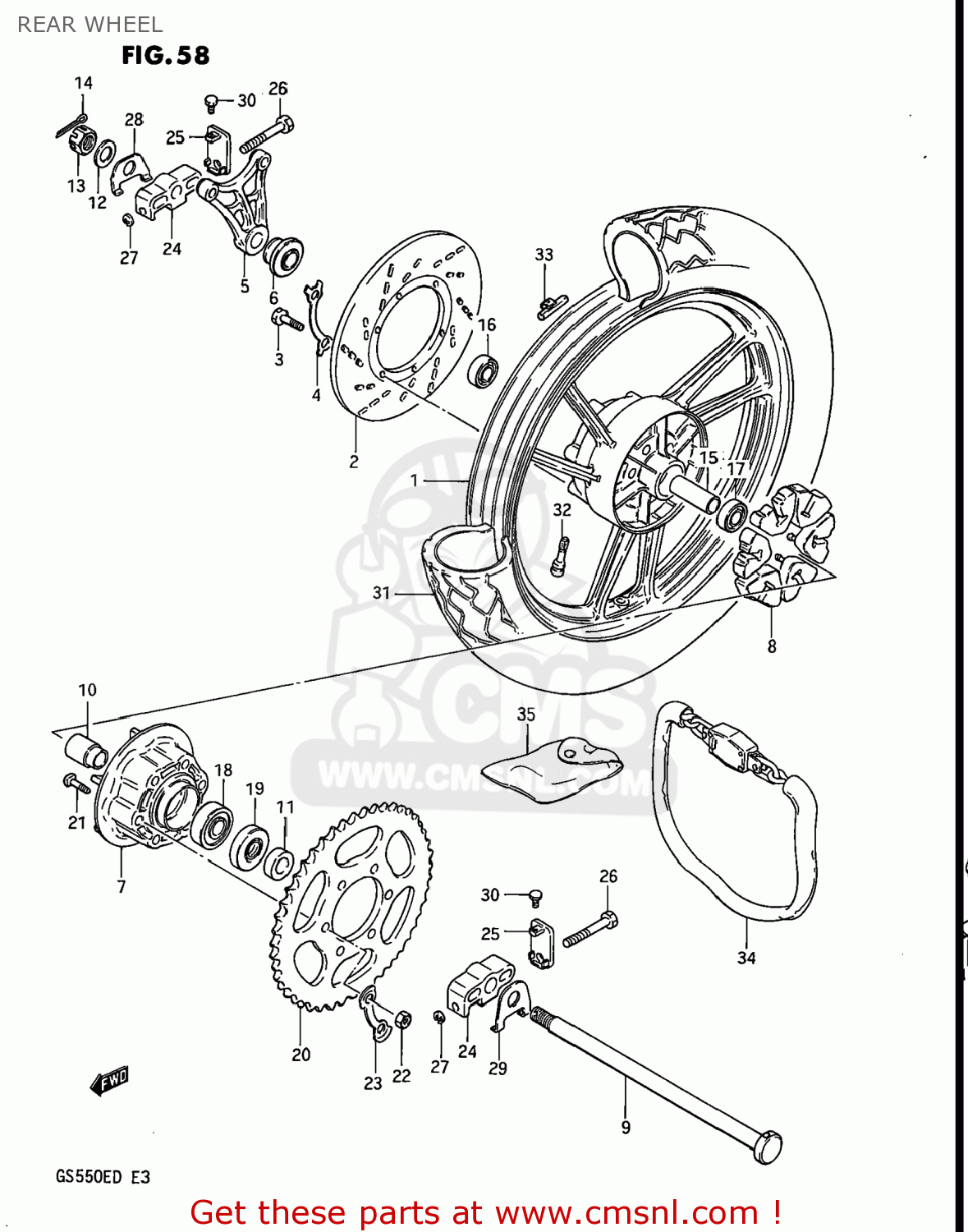 REAR WHEEL GS550E 1983 (D) USA (E03)