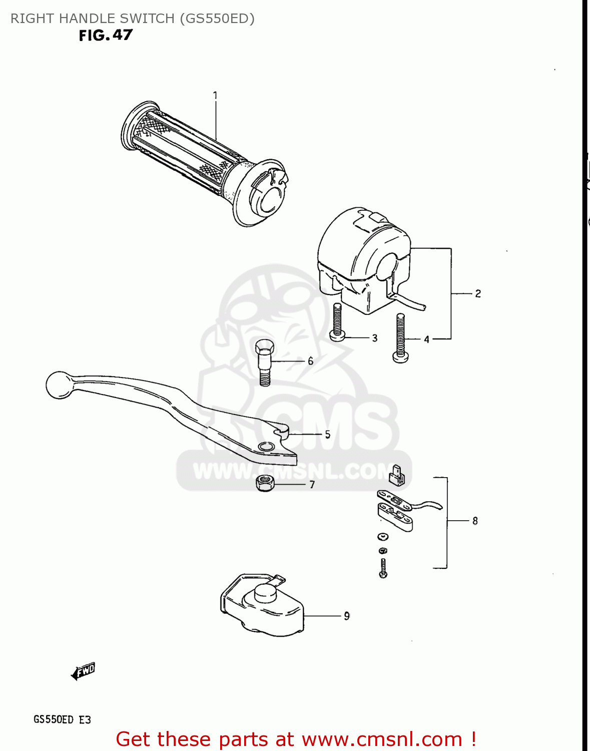RIGHT HANDLE SWITCH (GS550ED) GS550E 1983 (D) USA (E03)
