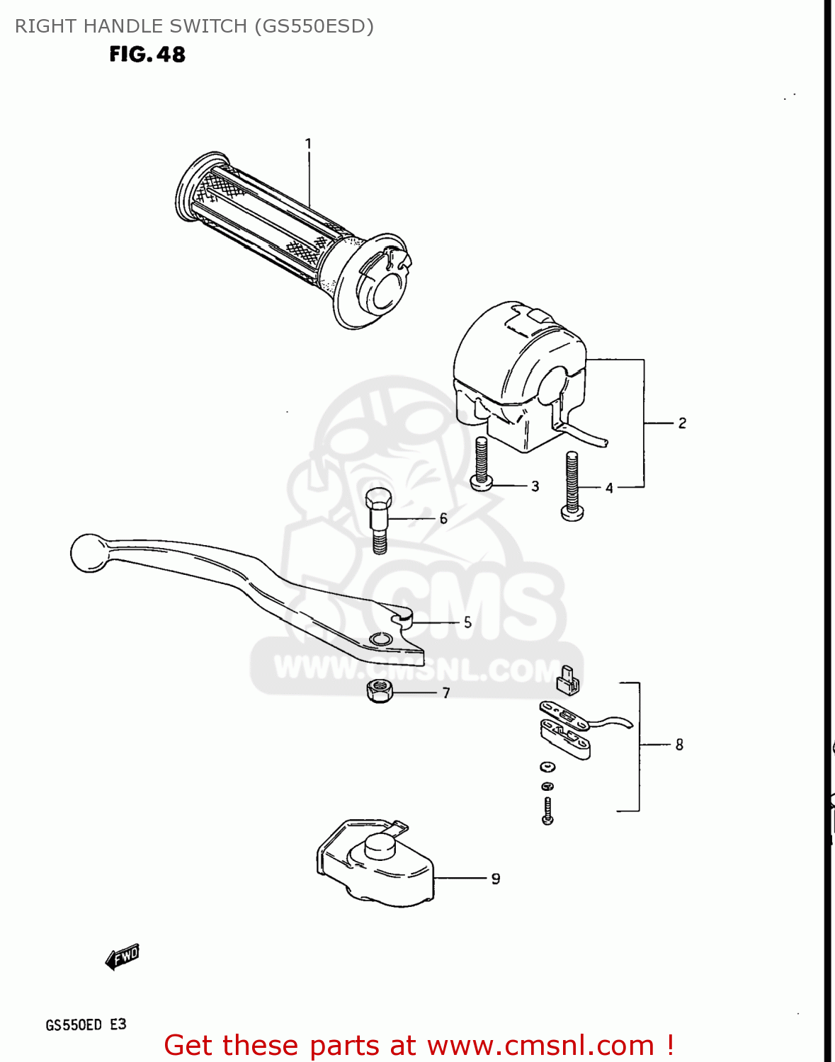 RIGHT HANDLE SWITCH (GS550ESD) GS550E 1983 (D) USA (E03)