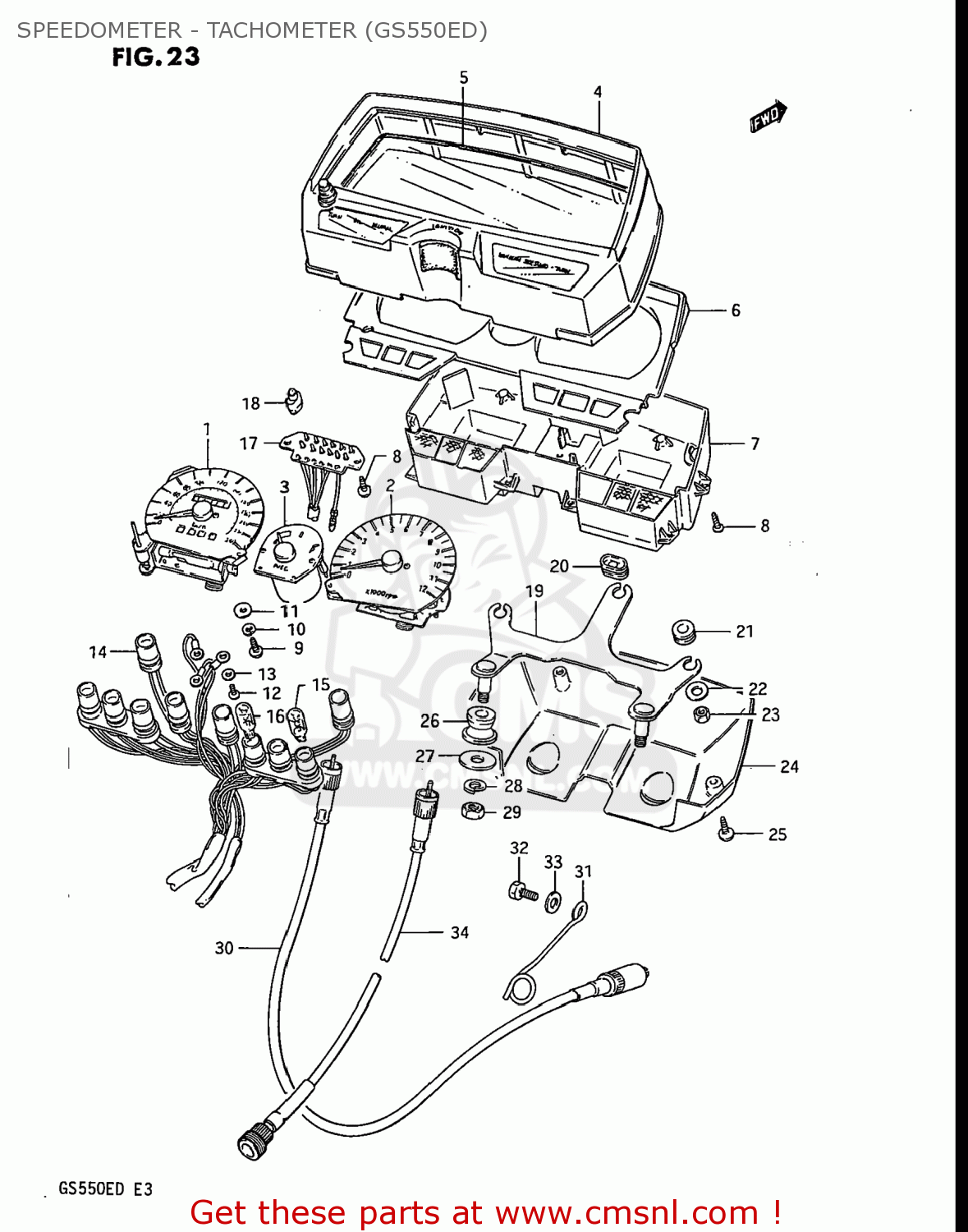 SPEEDOMETER - TACHOMETER (GS550ED) GS550E 1983 (D) USA (E03)