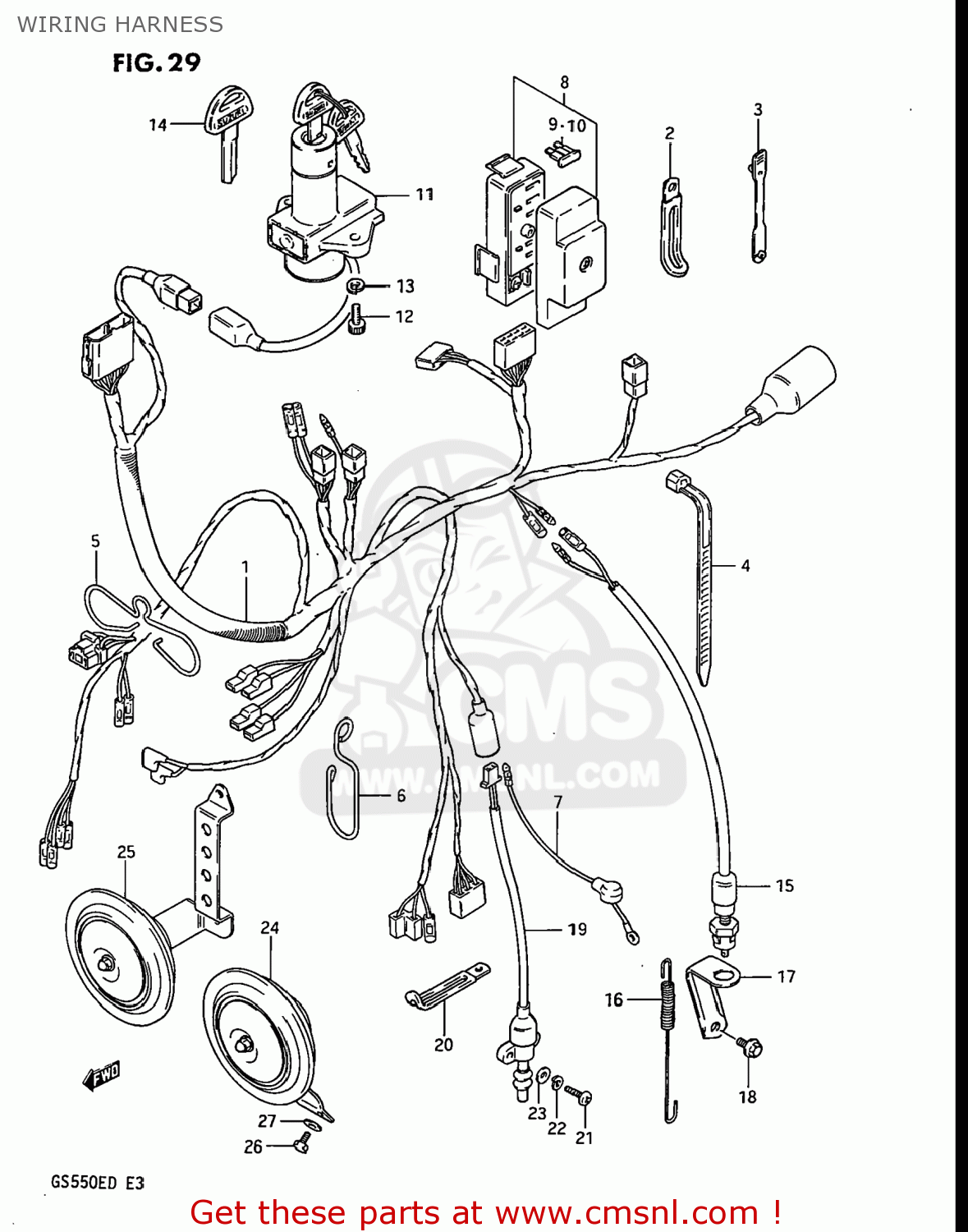 WIRING HARNESS GS550E 1983 (D) USA (E03)