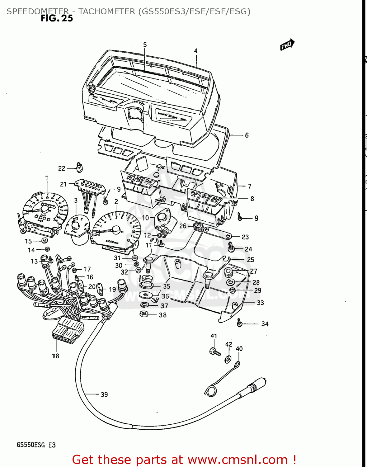 SPEEDOMETER - TACHOMETER (GS550ES3/ESE/ESF/ESG) GS550EF 1983 (D) USA (E03)