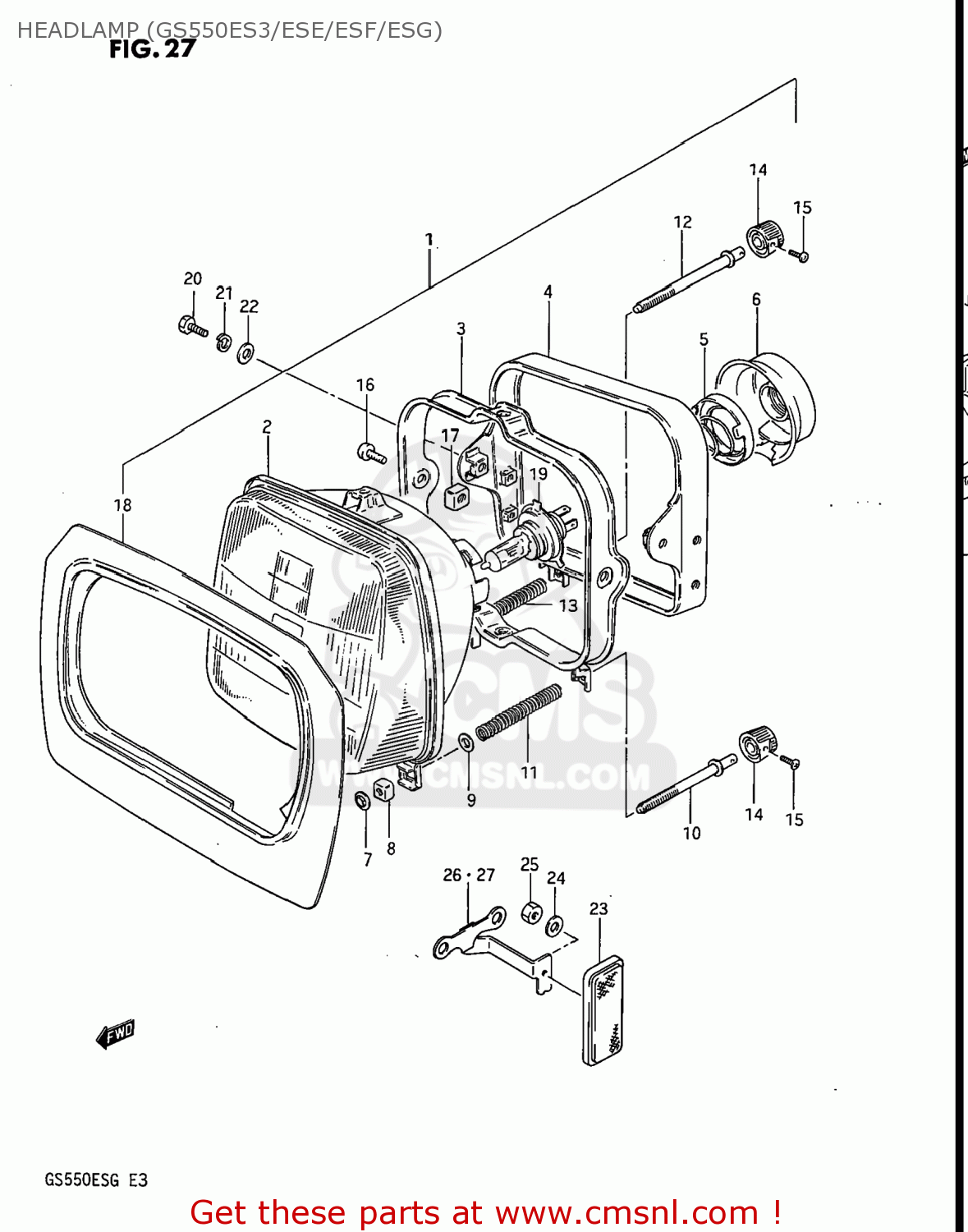 HEADLAMP (GS550ES3/ESE/ESF/ESG) GS550EF 1984 (E) USA (E03)