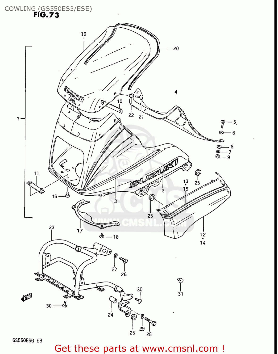 Suzuki GS550EF 1986 (G) USA (E03) COWLING (GS550ES3/ESE) - buy original ...