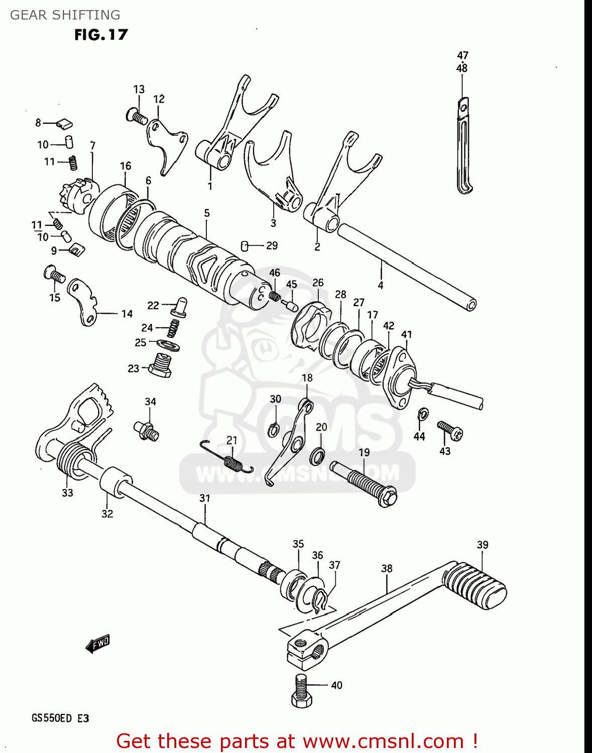 GEAR SHIFTING GS550ES 1983 (D) USA (E03)