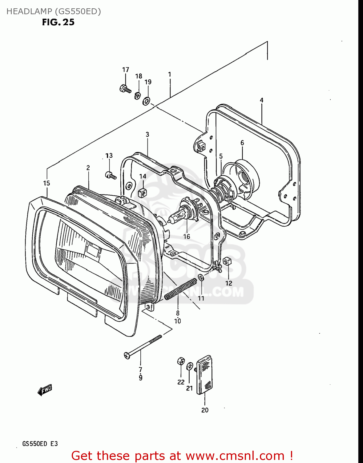 HEADLAMP (GS550ED) GS550ES 1983 (D) USA (E03)