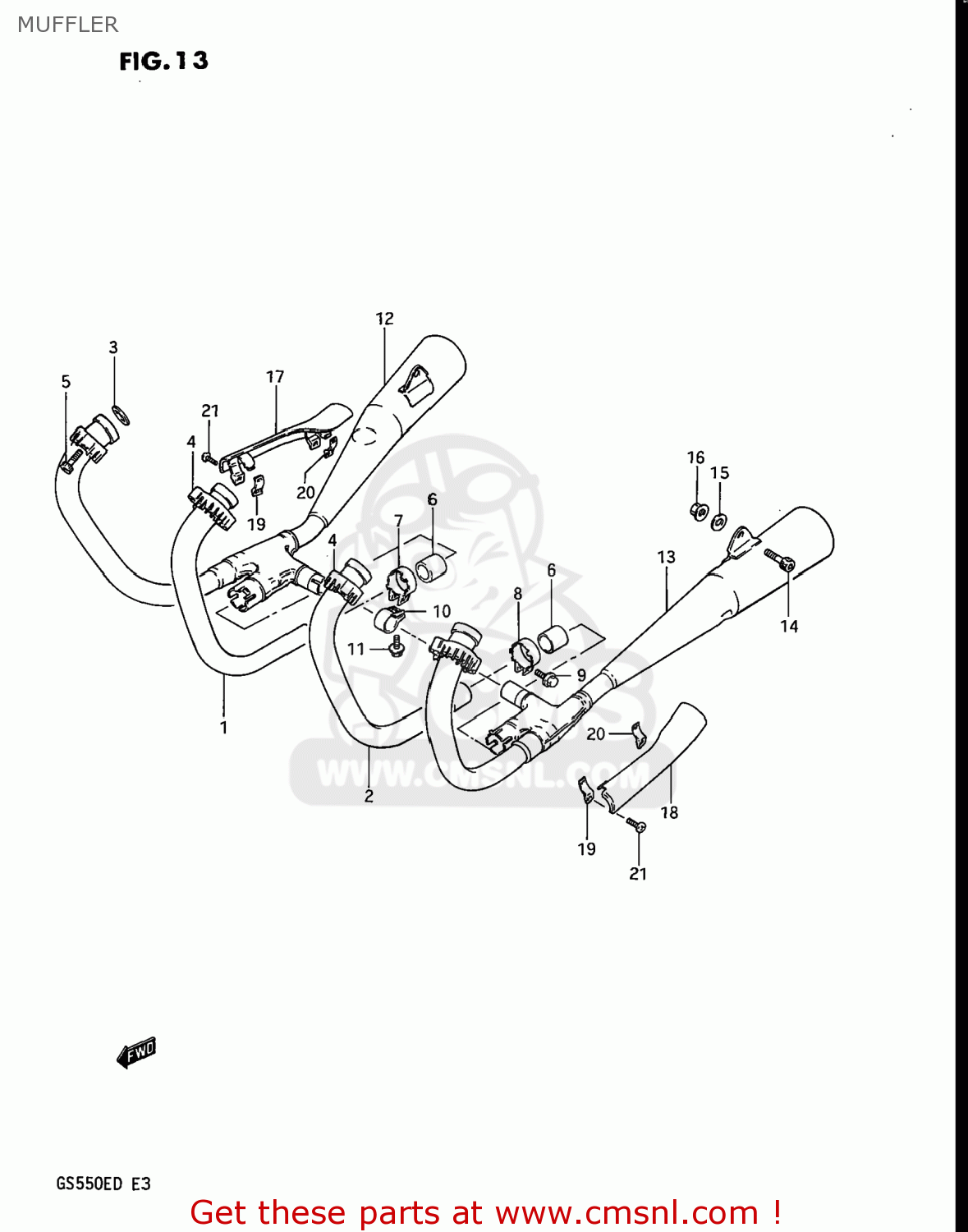 MUFFLER GS550ES 1983 (D) USA (E03)