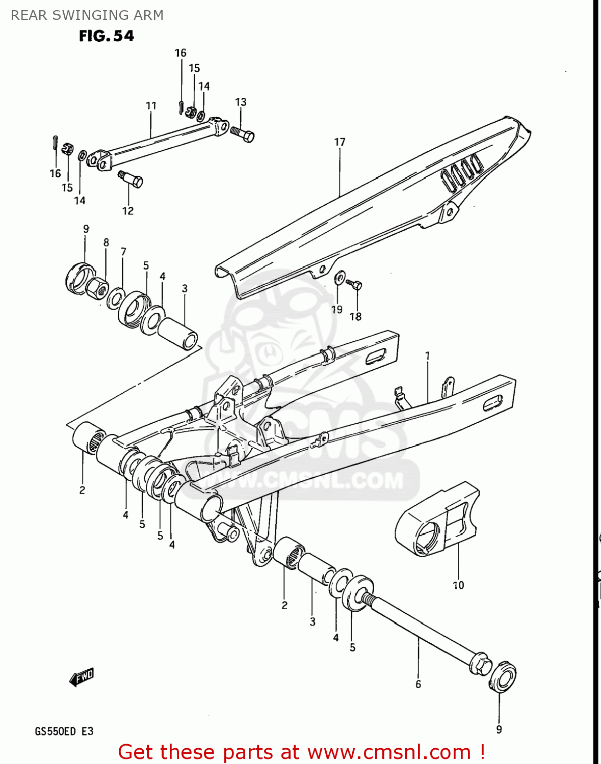 REAR SWINGING ARM GS550ES 1983 (D) USA (E03)