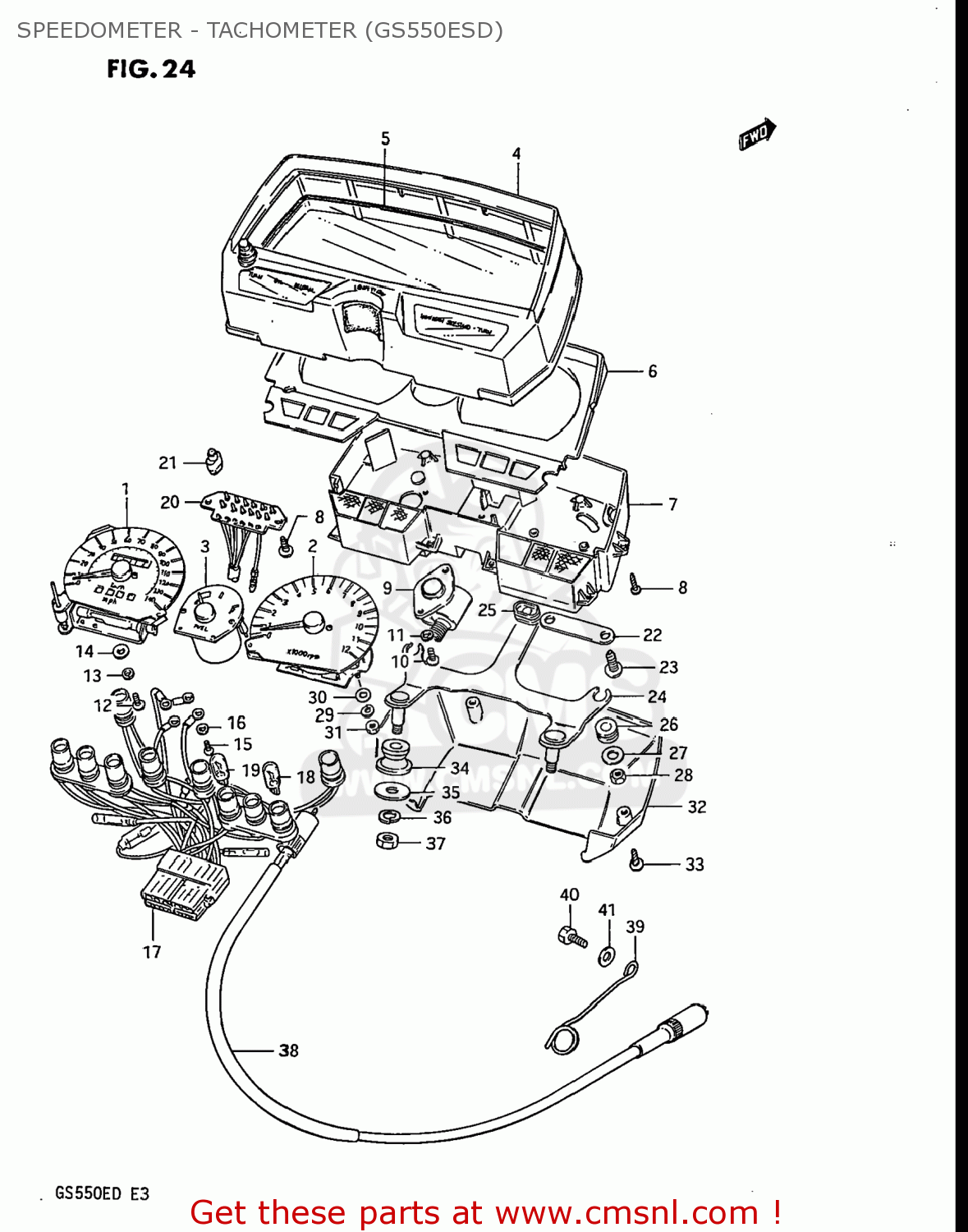 SPEEDOMETER - TACHOMETER (GS550ESD) GS550ES 1983 (D) USA (E03)