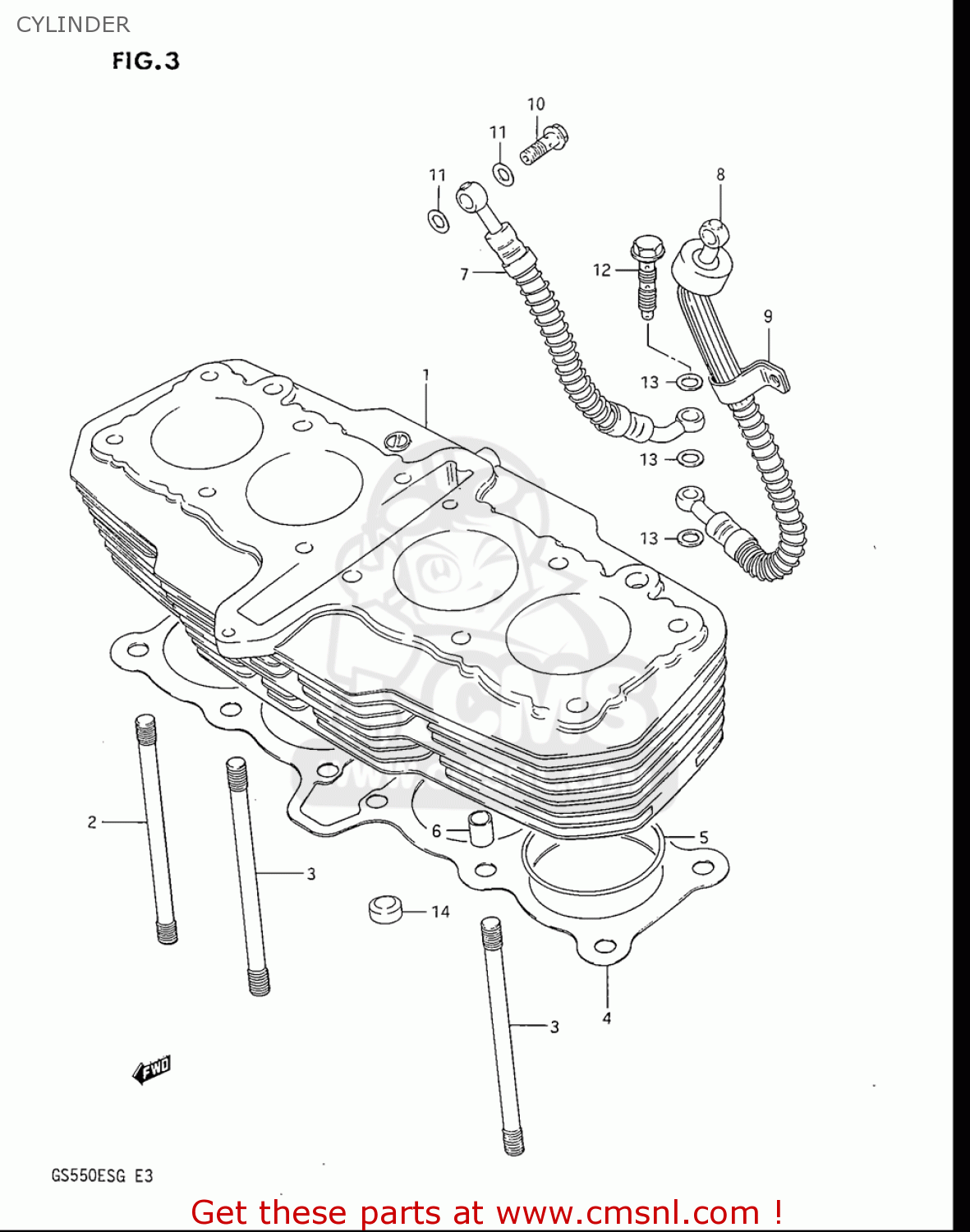 CYLINDER GS550ES GS550ESE GS550EF GS550ESF GS550ESG 83-86 (D-G) USA (E03)
