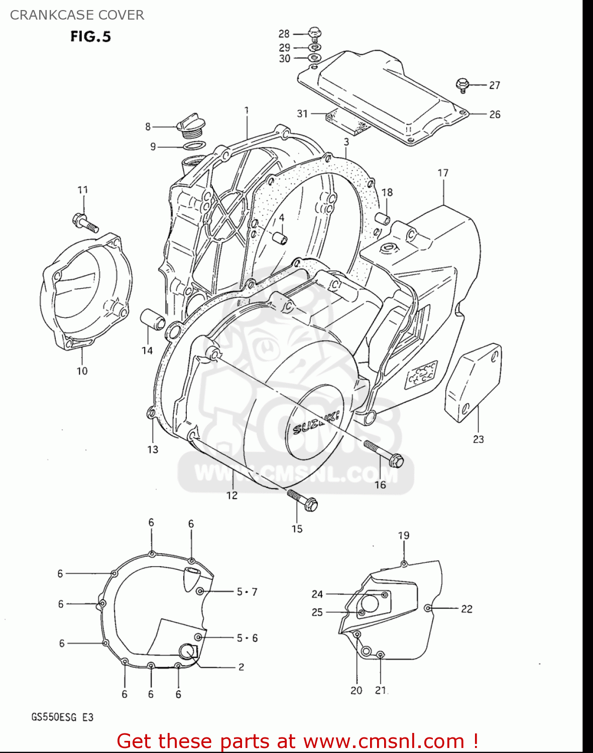 CRANKCASE COVER GS550ES GS550ESE GS550EF GS550ESF GS550ESG 83-86 (D-G) USA (E03)