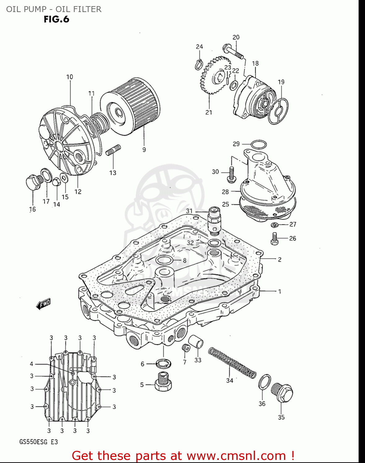 OIL PUMP - OIL FILTER GS550ES GS550ESE GS550EF GS550ESF GS550ESG 83-86 (D-G) USA (E03)