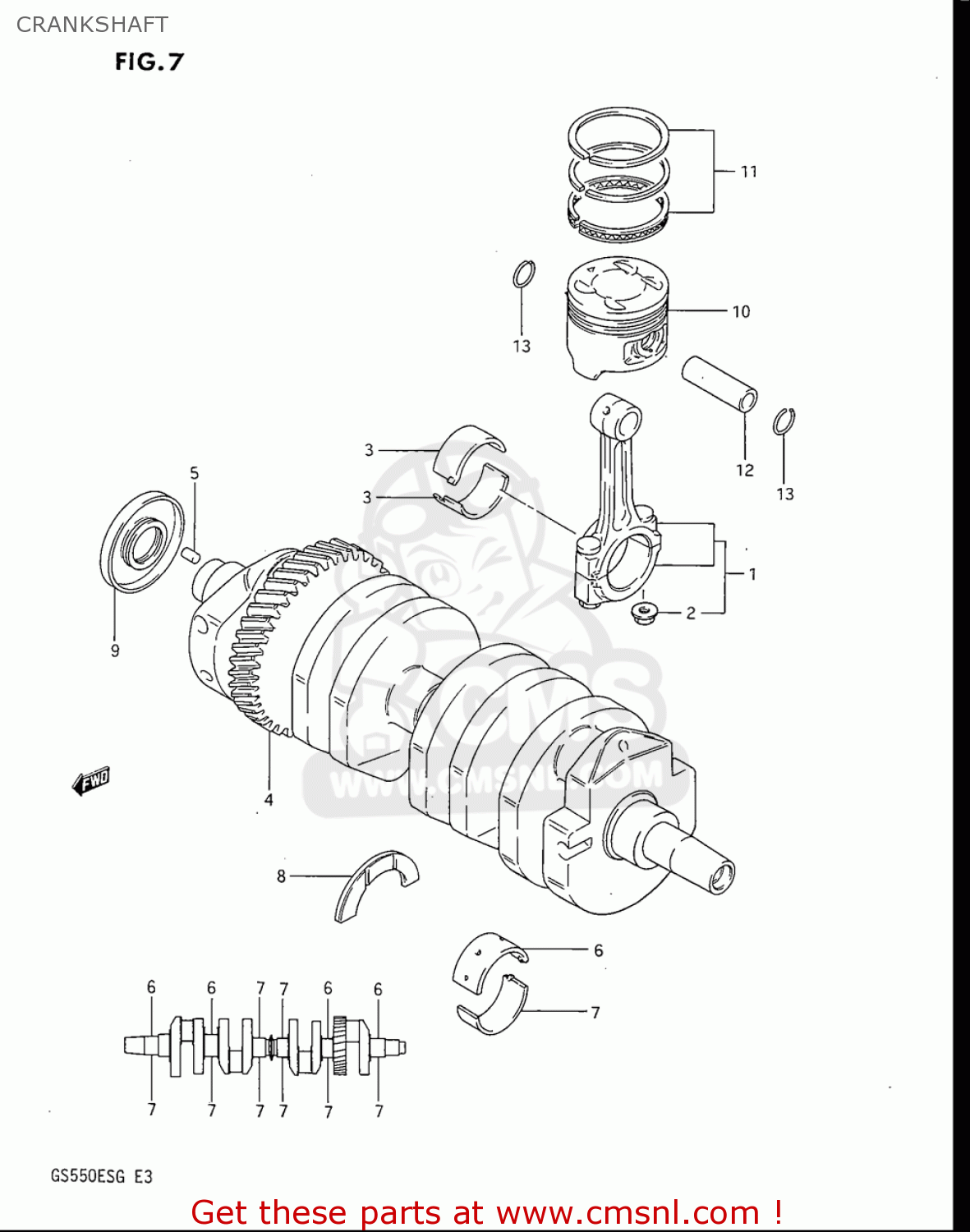 CRANKSHAFT GS550ES GS550ESE GS550EF GS550ESF GS550ESG 83-86 (D-G) USA (E03)