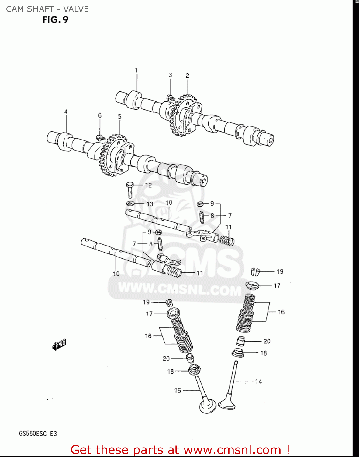 CAM SHAFT - VALVE GS550ES GS550ESE GS550EF GS550ESF GS550ESG 83-86 (D-G) USA (E03)