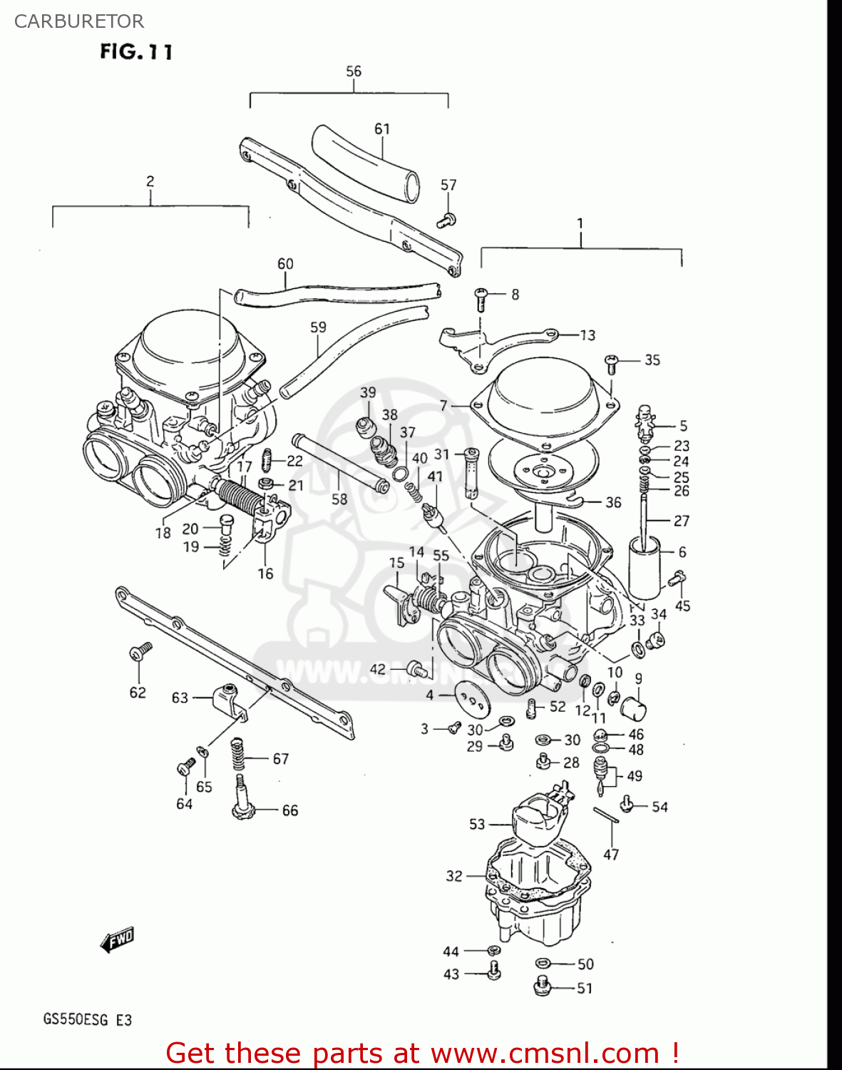 CARBURETOR GS550ES GS550ESE GS550EF GS550ESF GS550ESG 83-86 (D-G) USA (E03)