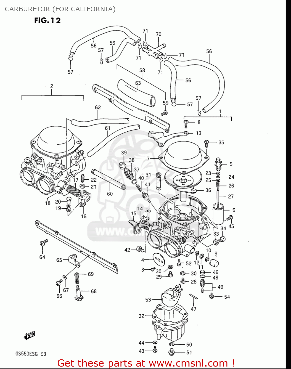 CARBURETOR (FOR CALIFORNIA) GS550ES GS550ESE GS550EF GS550ESF GS550ESG 83-86 (D-G) USA (E03)