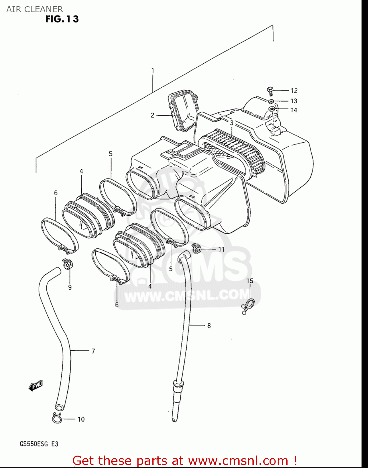 AIR CLEANER GS550ES GS550ESE GS550EF GS550ESF GS550ESG 83-86 (D-G) USA (E03)