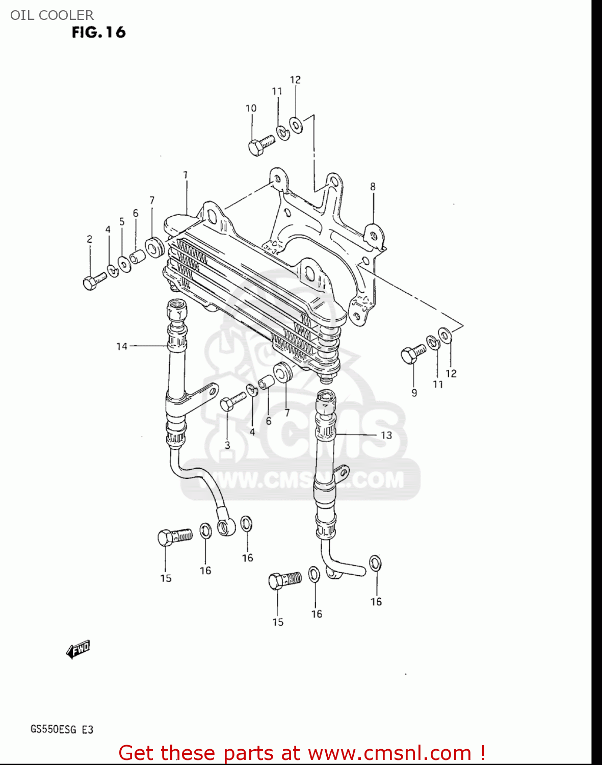 OIL COOLER GS550ES GS550ESE GS550EF GS550ESF GS550ESG 83-86 (D-G) USA (E03)