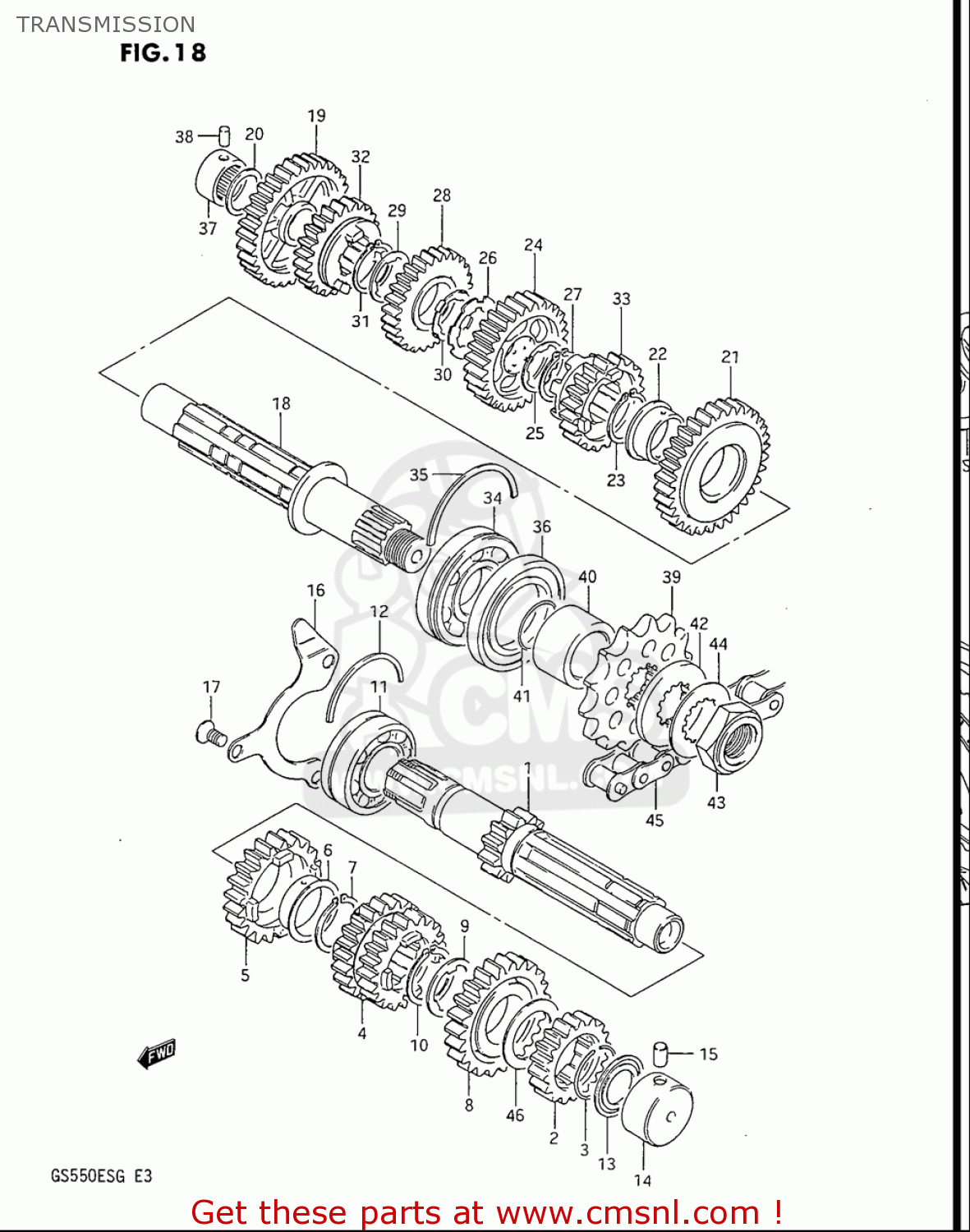 TRANSMISSION GS550ES GS550ESE GS550EF GS550ESF GS550ESG 83-86 (D-G) USA (E03)