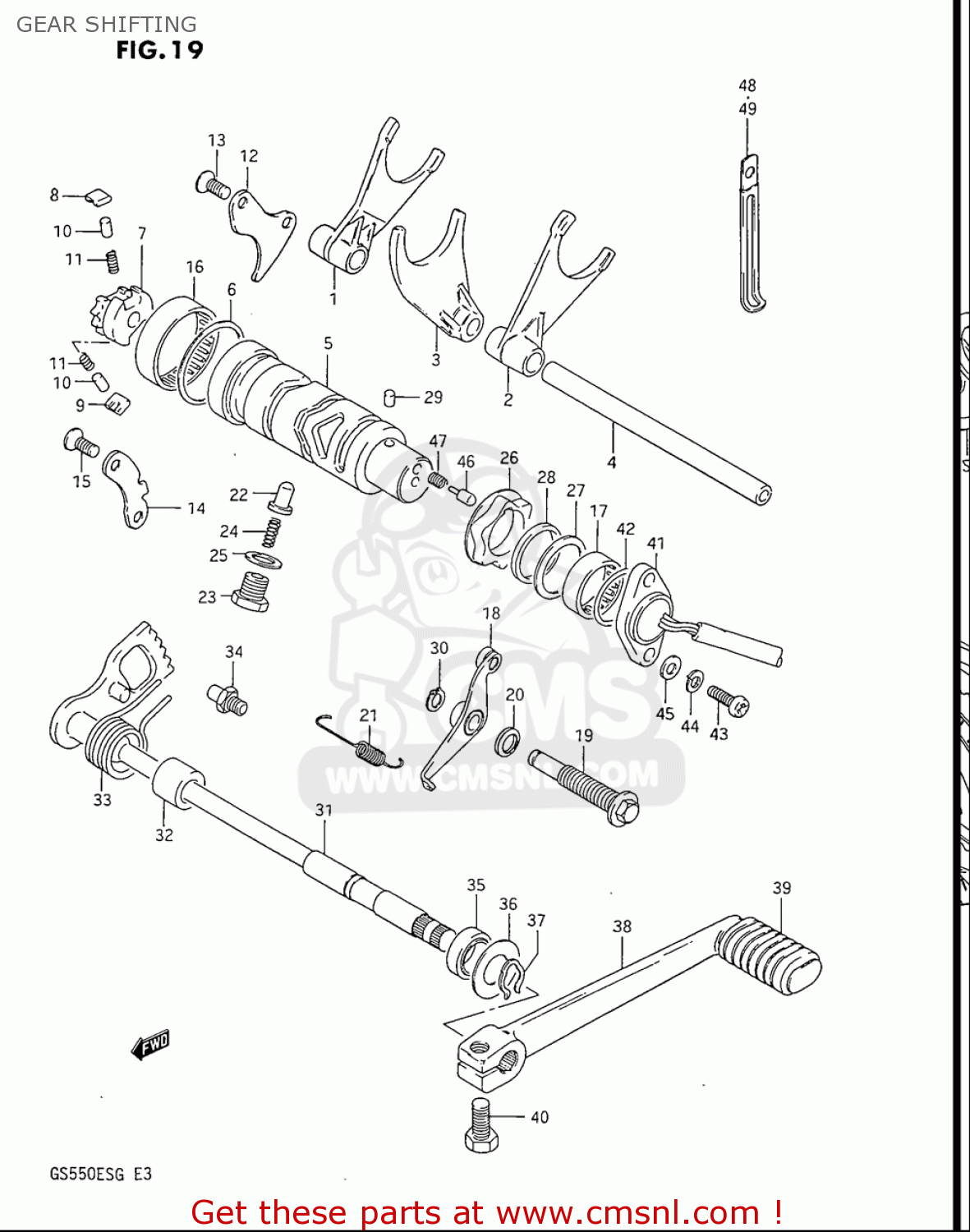 GEAR SHIFTING GS550ES GS550ESE GS550EF GS550ESF GS550ESG 83-86 (D-G) USA (E03)