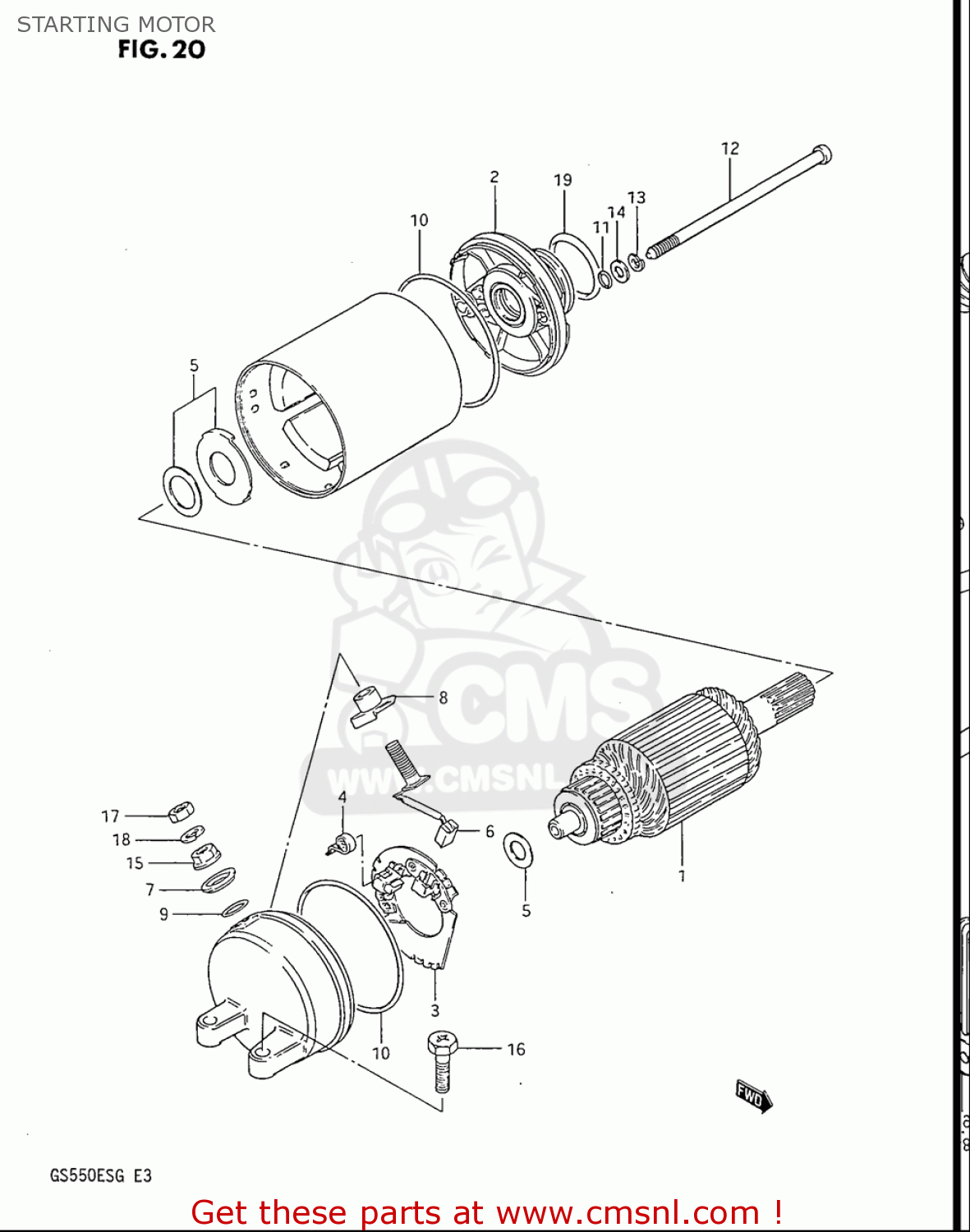 STARTING MOTOR GS550ES GS550ESE GS550EF GS550ESF GS550ESG 83-86 (D-G) USA (E03)