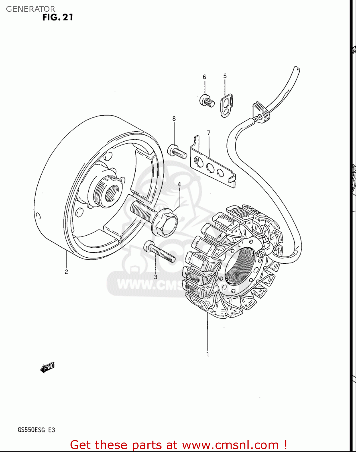 GENERATOR GS550ES GS550ESE GS550EF GS550ESF GS550ESG 83-86 (D-G) USA (E03)