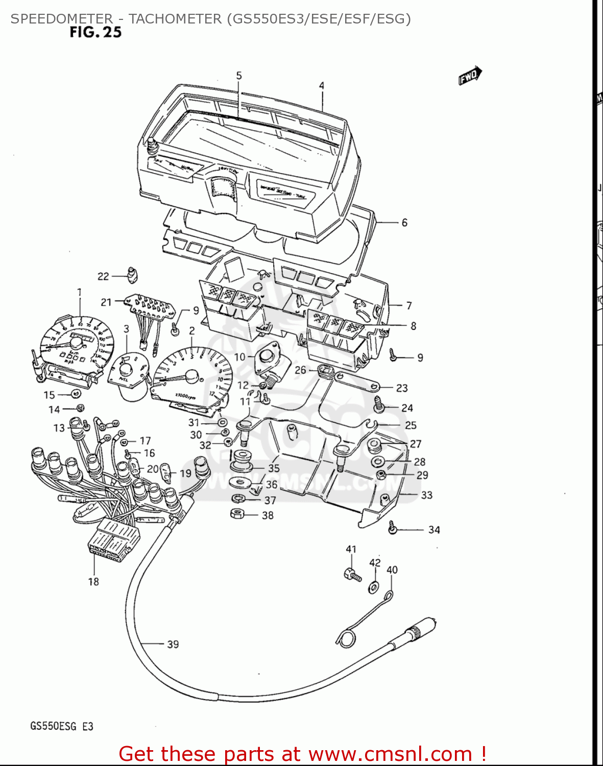 SPEEDOMETER - TACHOMETER (GS550ES3/ESE/ESF/ESG) GS550ES GS550ESE GS550EF GS550ESF GS550ESG 83-86 (D-G) USA (E03)