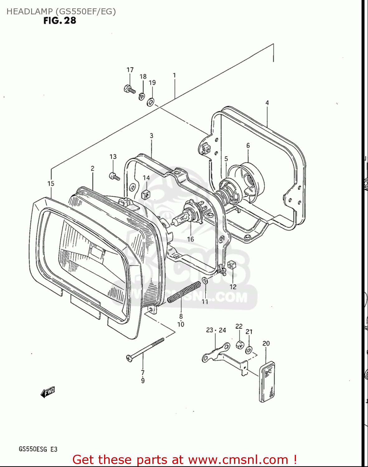 HEADLAMP (GS550EF/EG) GS550ES GS550ESE GS550EF GS550ESF GS550ESG 83-86 (D-G) USA (E03)