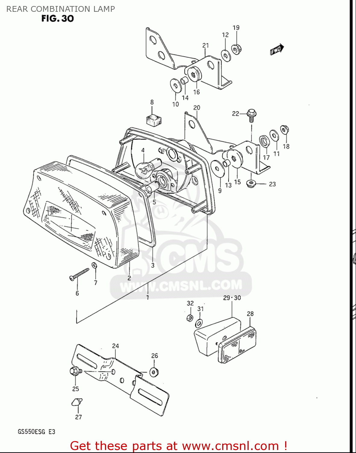 REAR COMBINATION LAMP GS550ES GS550ESE GS550EF GS550ESF GS550ESG 83-86 (D-G) USA (E03)