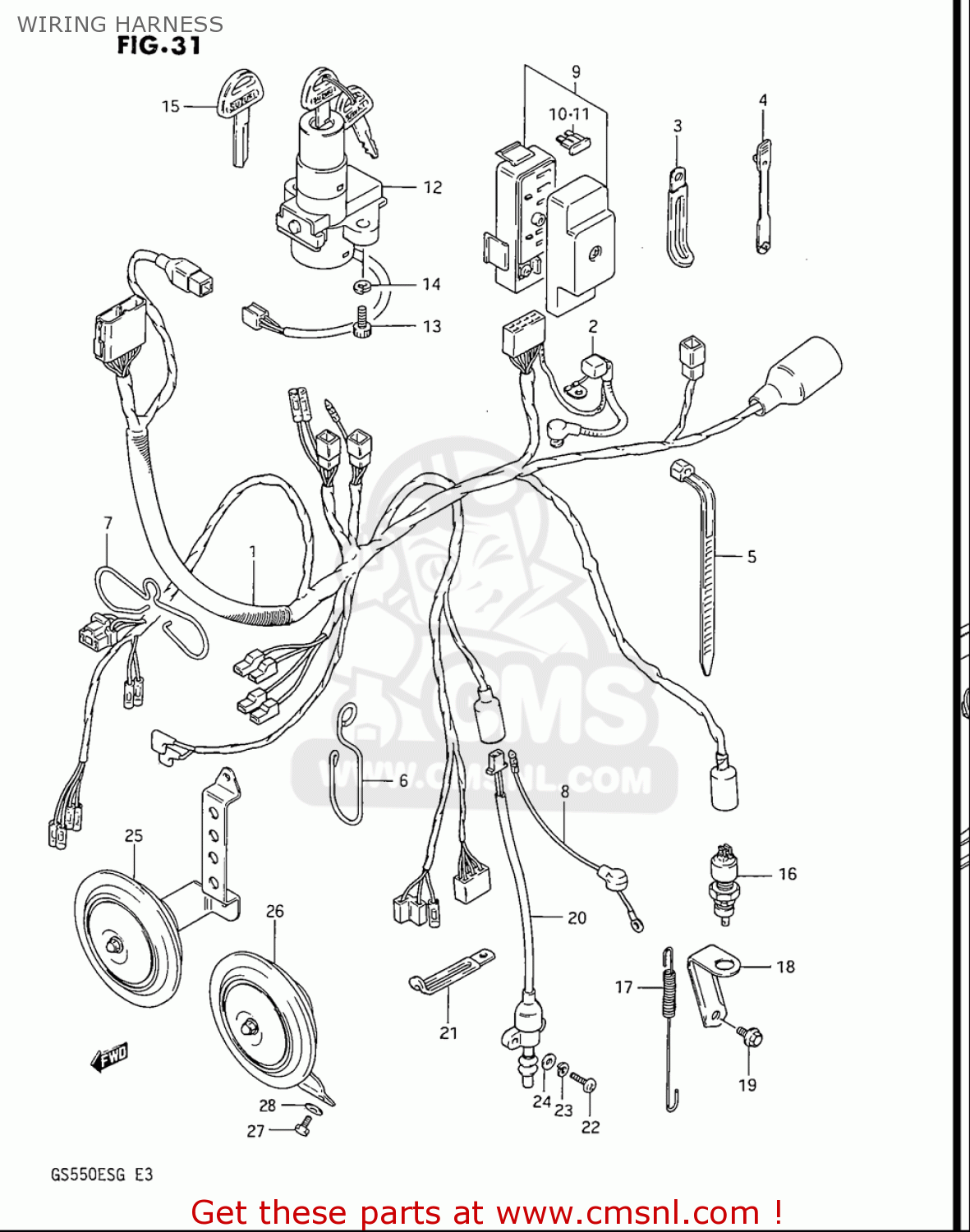 WIRING HARNESS GS550ES GS550ESE GS550EF GS550ESF GS550ESG 83-86 (D-G) USA (E03)