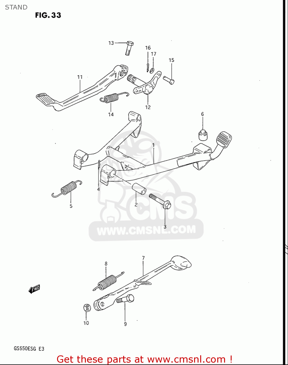 STAND GS550ES GS550ESE GS550EF GS550ESF GS550ESG 83-86 (D-G) USA (E03)