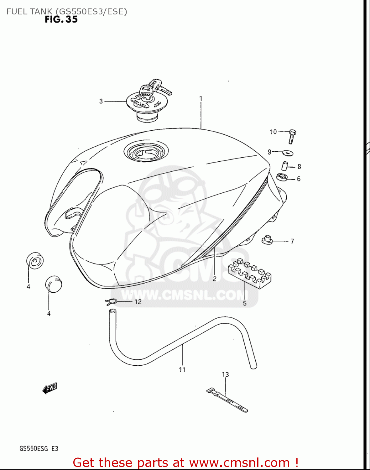 FUEL TANK (GS550ES3/ESE) GS550ES GS550ESE GS550EF GS550ESF GS550ESG 83-86 (D-G) USA (E03)