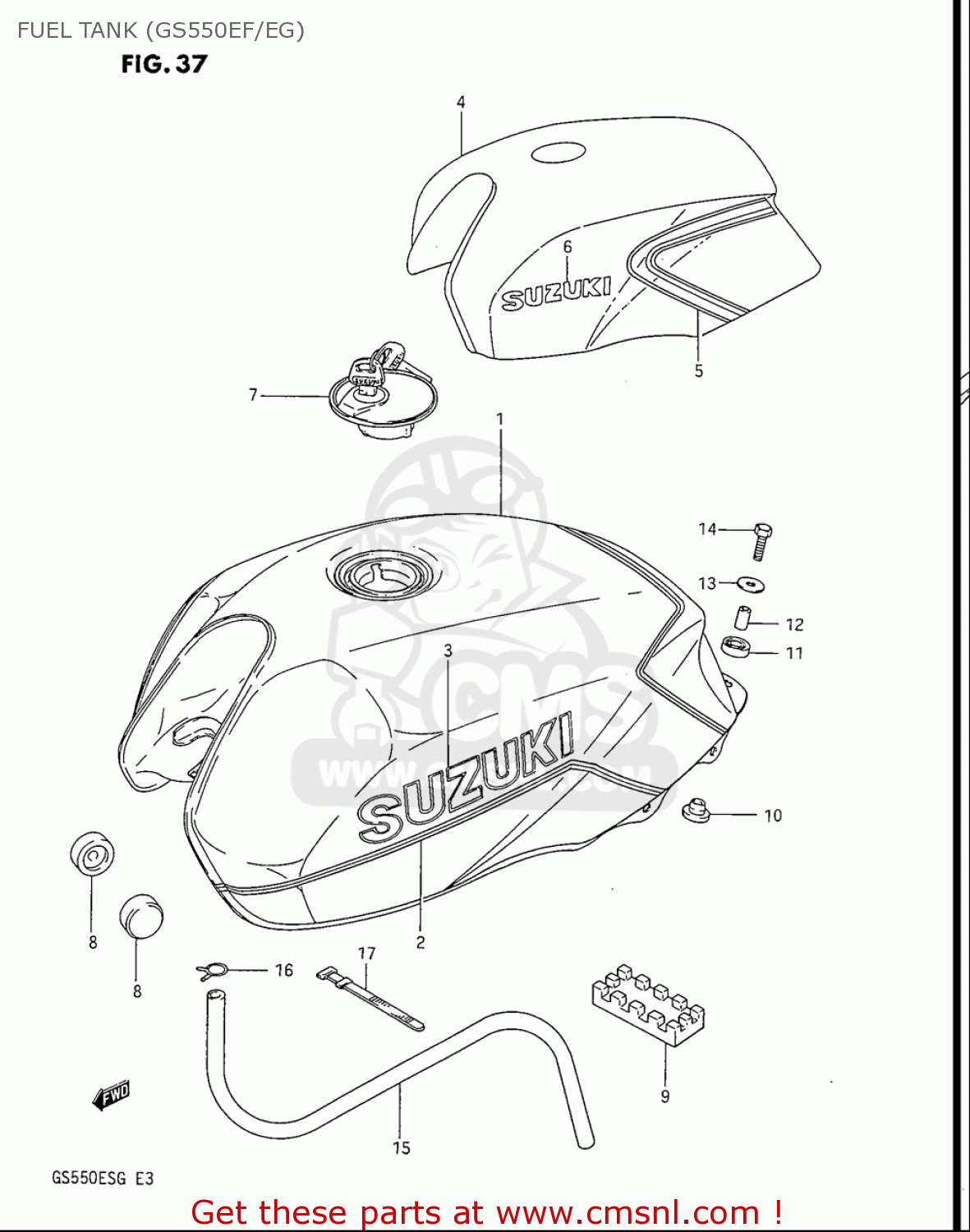 FUEL TANK (GS550EF/EG) GS550ES GS550ESE GS550EF GS550ESF GS550ESG 83-86 (D-G) USA (E03)