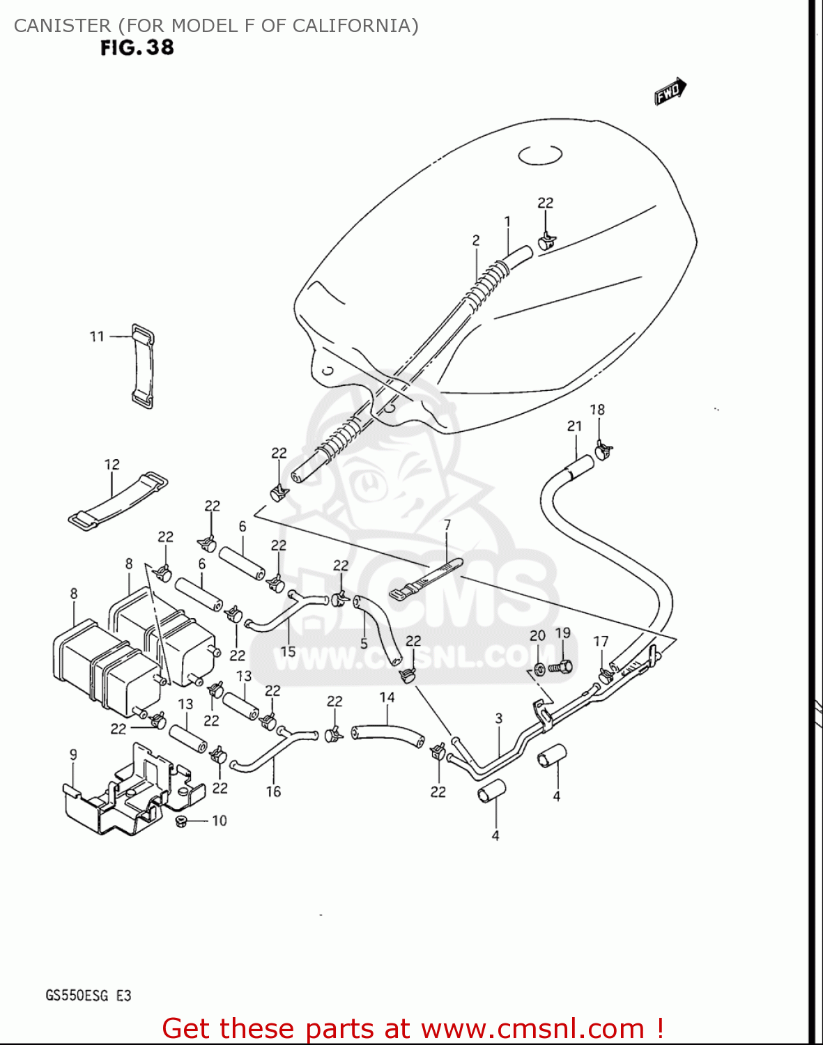 CANISTER (FOR MODEL F OF CALIFORNIA) GS550ES GS550ESE GS550EF GS550ESF GS550ESG 83-86 (D-G) USA (E03)