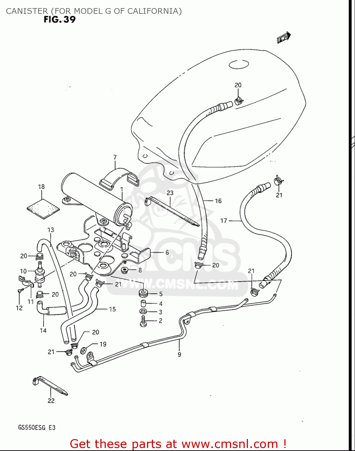 CANISTER (FOR MODEL G OF CALIFORNIA) GS550ES GS550ESE GS550EF GS550ESF GS550ESG 83-86 (D-G) USA (E03)
